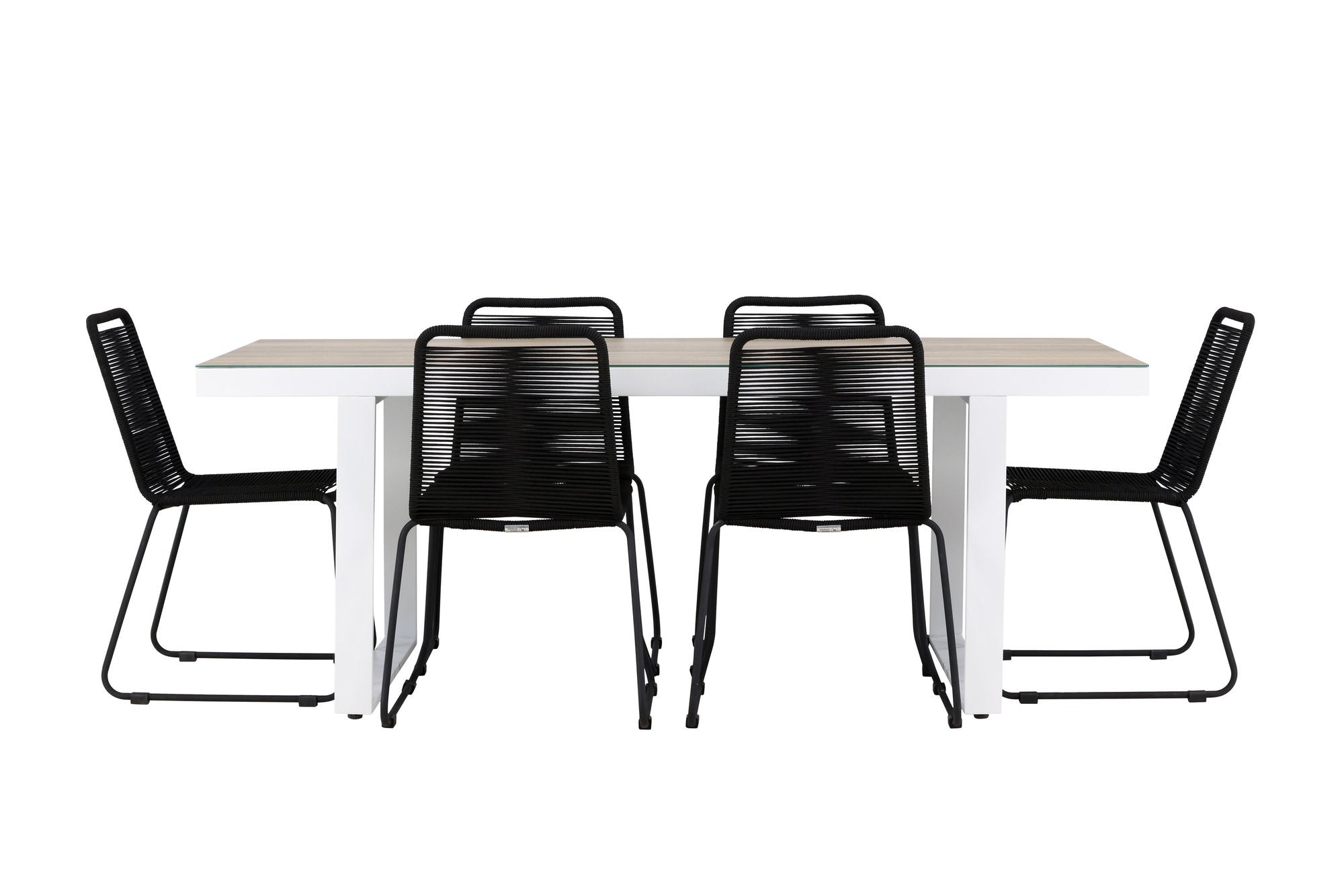 Venture Home Merlo spisebord - White/Whitewash +Lindos Stacking stol - Black Alu / Black Rope _6