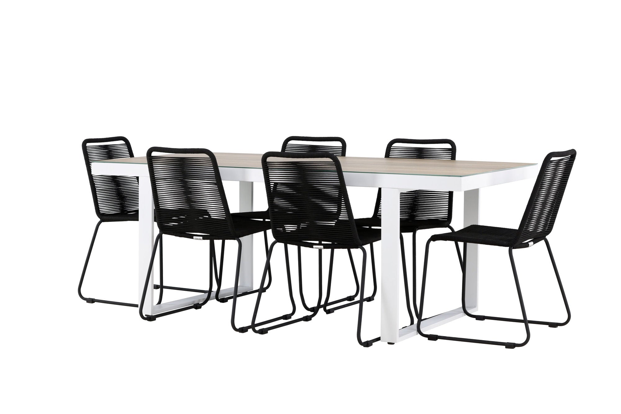 Venture Home Merlo spisebord - White/Whitewash +Lindos Stacking stol - Black Alu / Black Rope _6