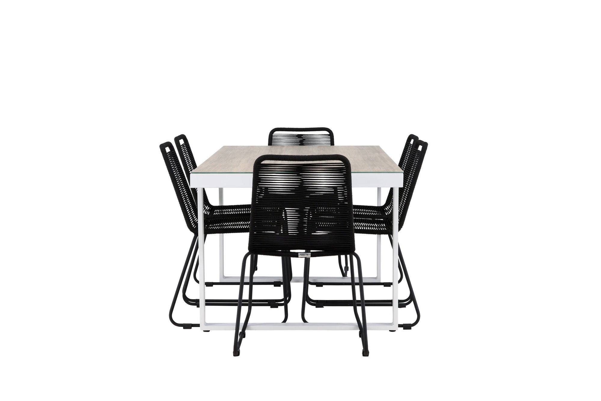 Venture Home Merlo spisebord - White/Whitewash +Lindos Stacking stol - Black Alu / Black Rope _6