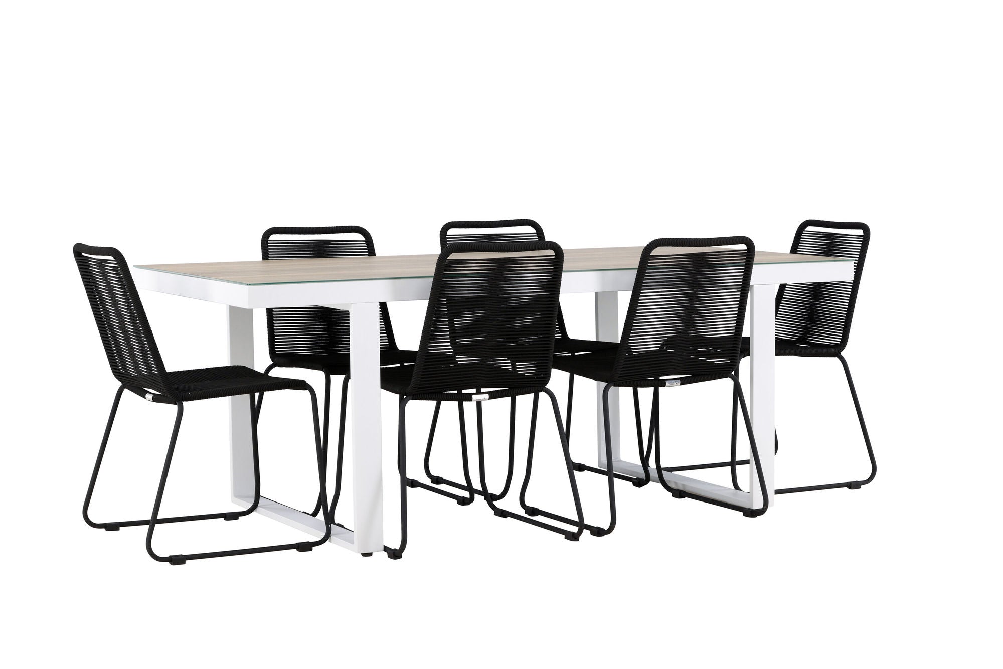 Venture Home Merlo spisebord - White/Whitewash +Lindos Stacking stol - Black Alu / Black Rope _6