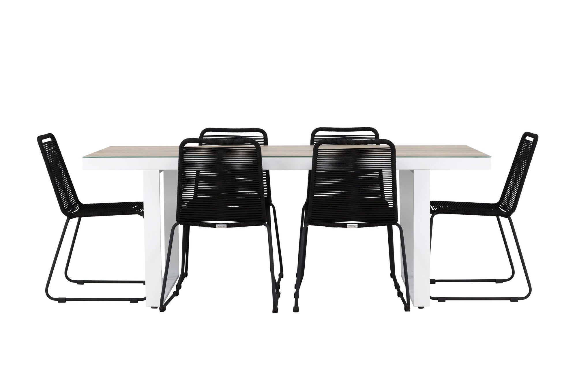 Venture Home Merlo spisebord - White/Whitewash +Lindos Stacking stol - Black Alu / Black Rope _6