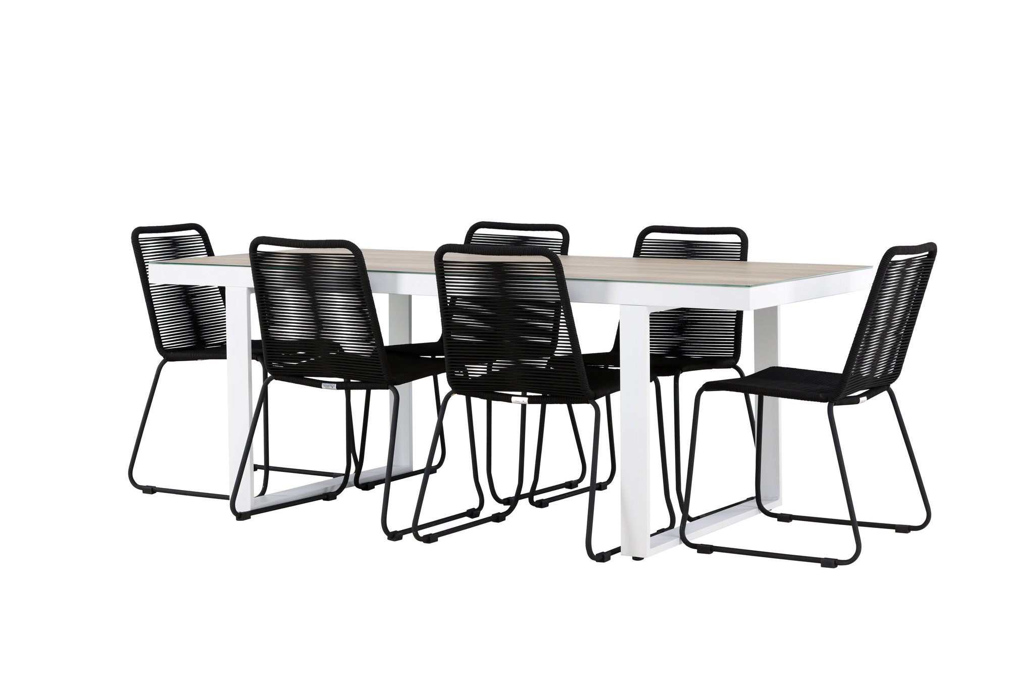 Venture Home Merlo spisebord - White/Whitewash +Lindos Stacking stol - Black Alu / Black Rope _6