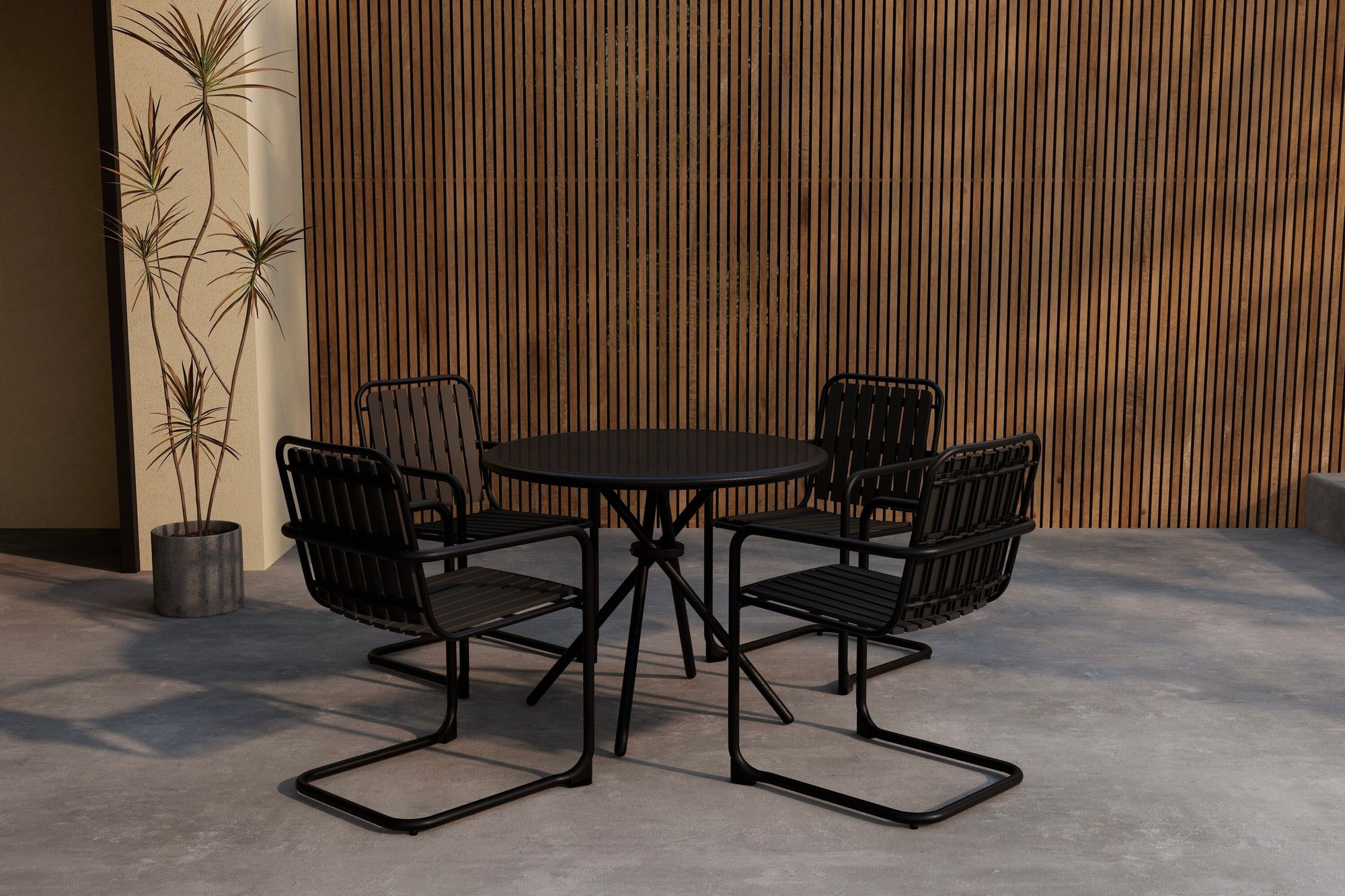 Venture Home Chios rund Dining Set - Black / Black