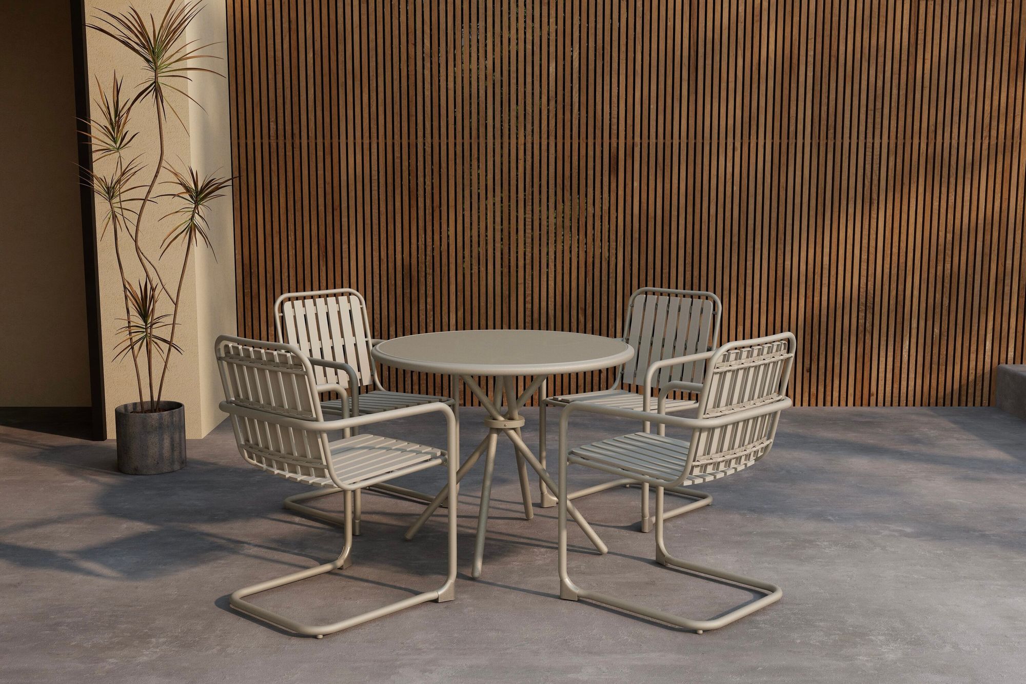 Venture Home Chios rund Dining Set - Beige / Beige
