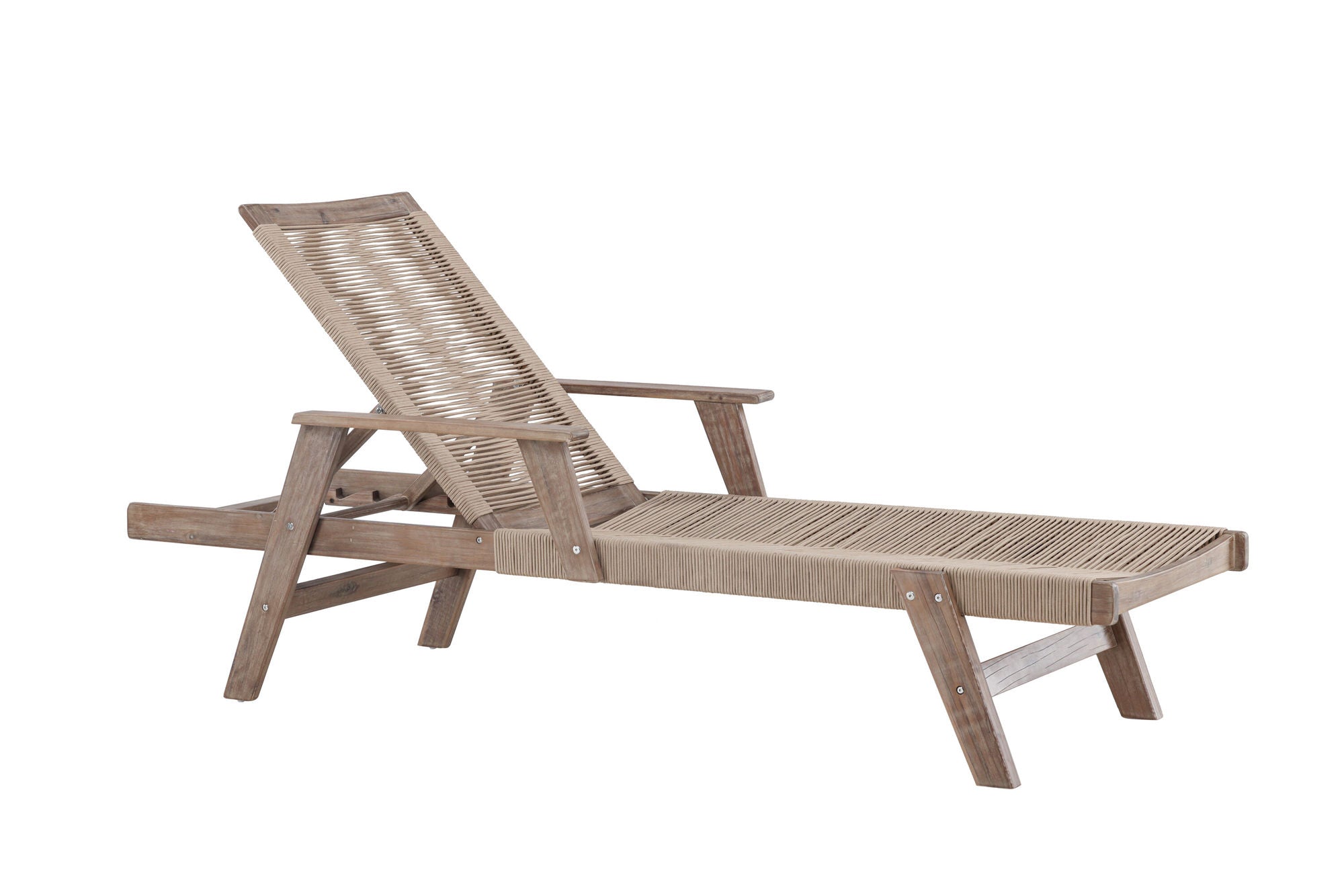 Venture Home Little John Sunbed Acacia - Dark brown / Beige