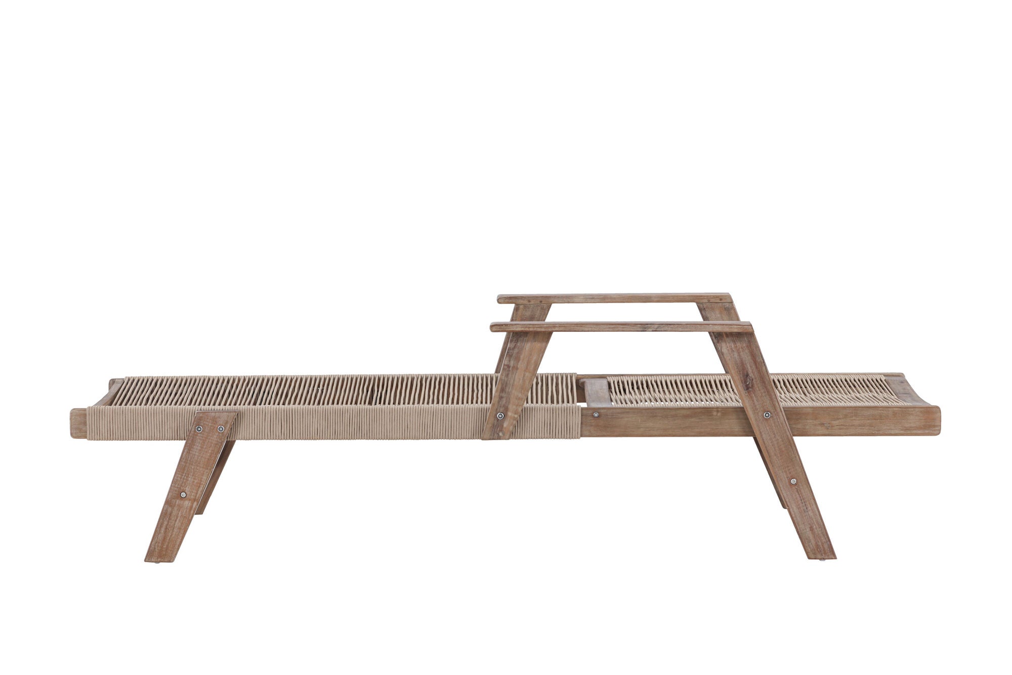 Venture Home Little John Sunbed Acacia - Dark brown / Beige