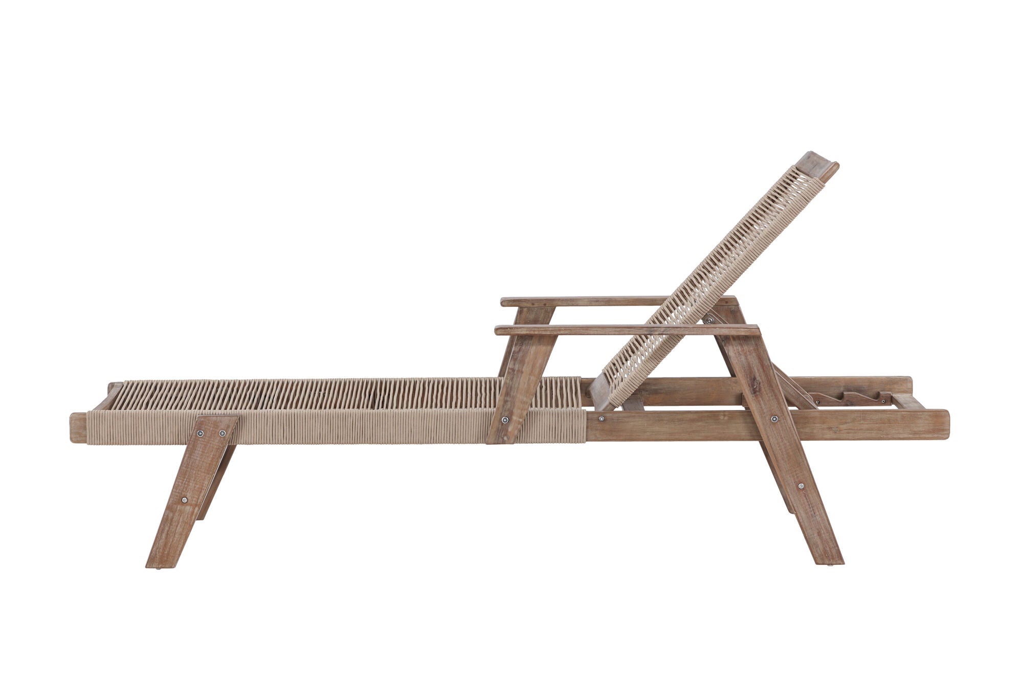 Venture Home Little John Sunbed Acacia - Dark brown / Beige