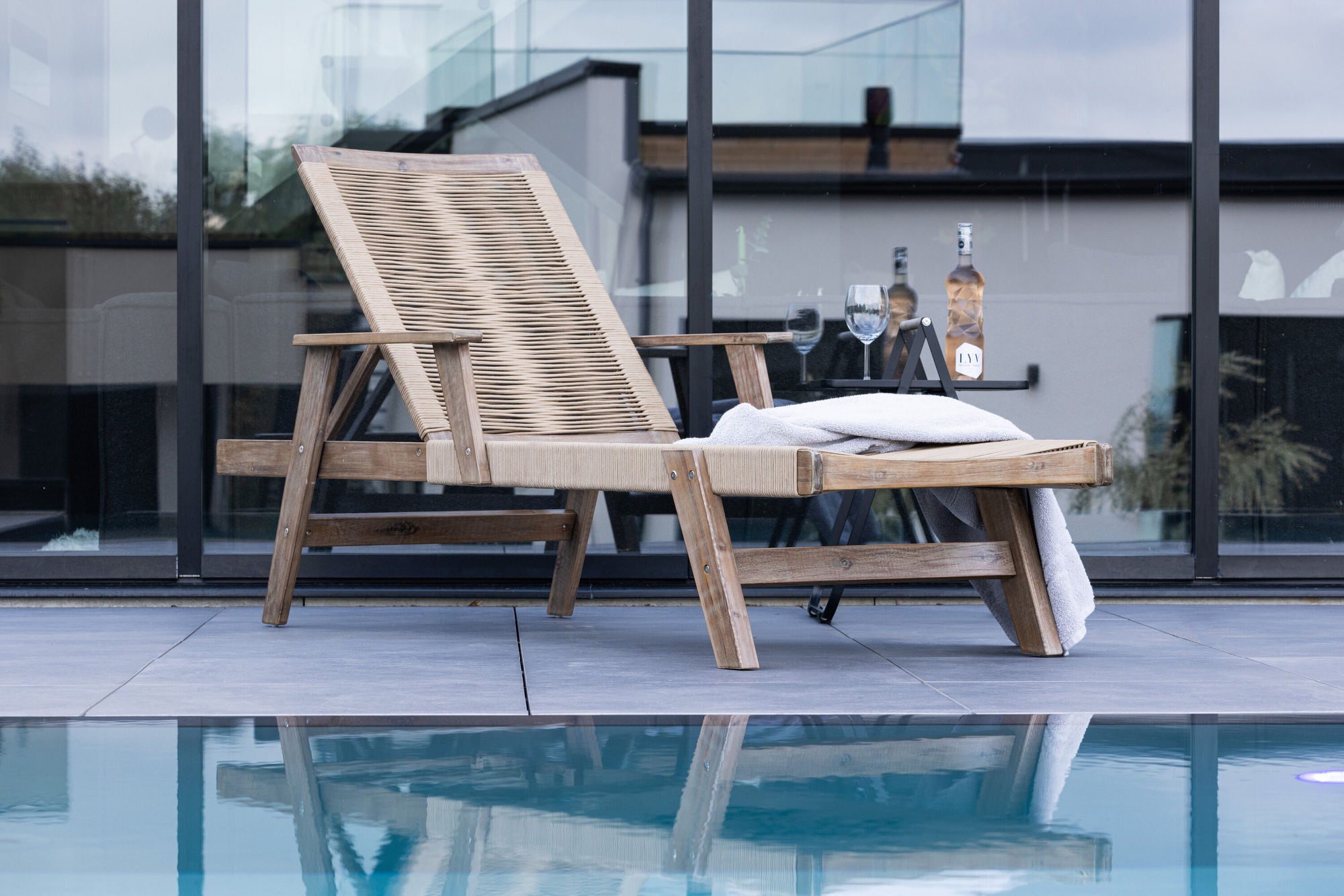 Venture Home Little John Sunbed Acacia - Dark brown / Beige