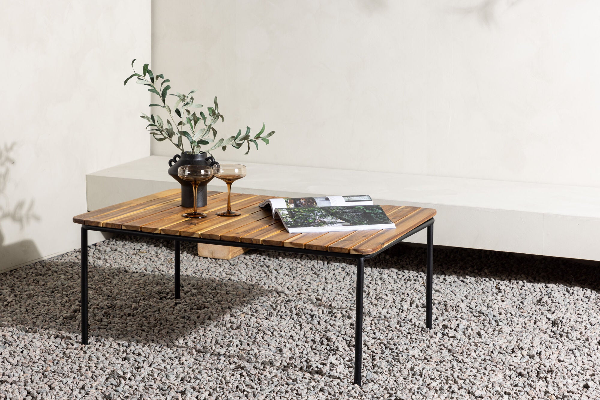 Venture Home Penh Sofabord Steel - Black / Acacia / Rectangular 65*100*40