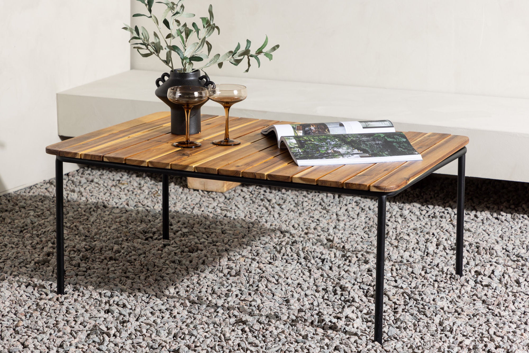 Venture Home Penh Sofabord Steel - Black / Acacia / Rectangular 65*100*40
