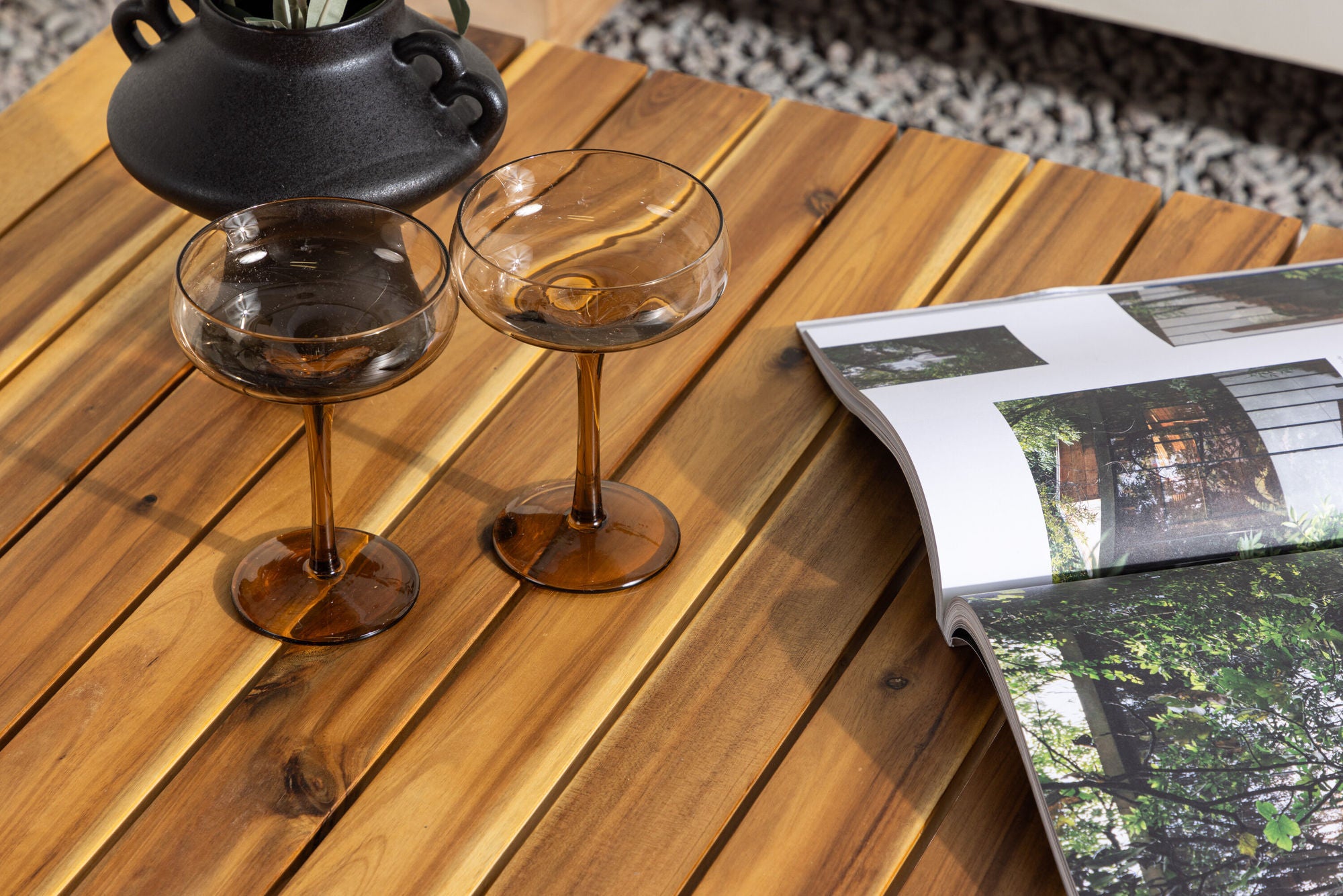 Venture Home Penh Sofabord Steel - Black / Acacia / Rectangular 65*100*40