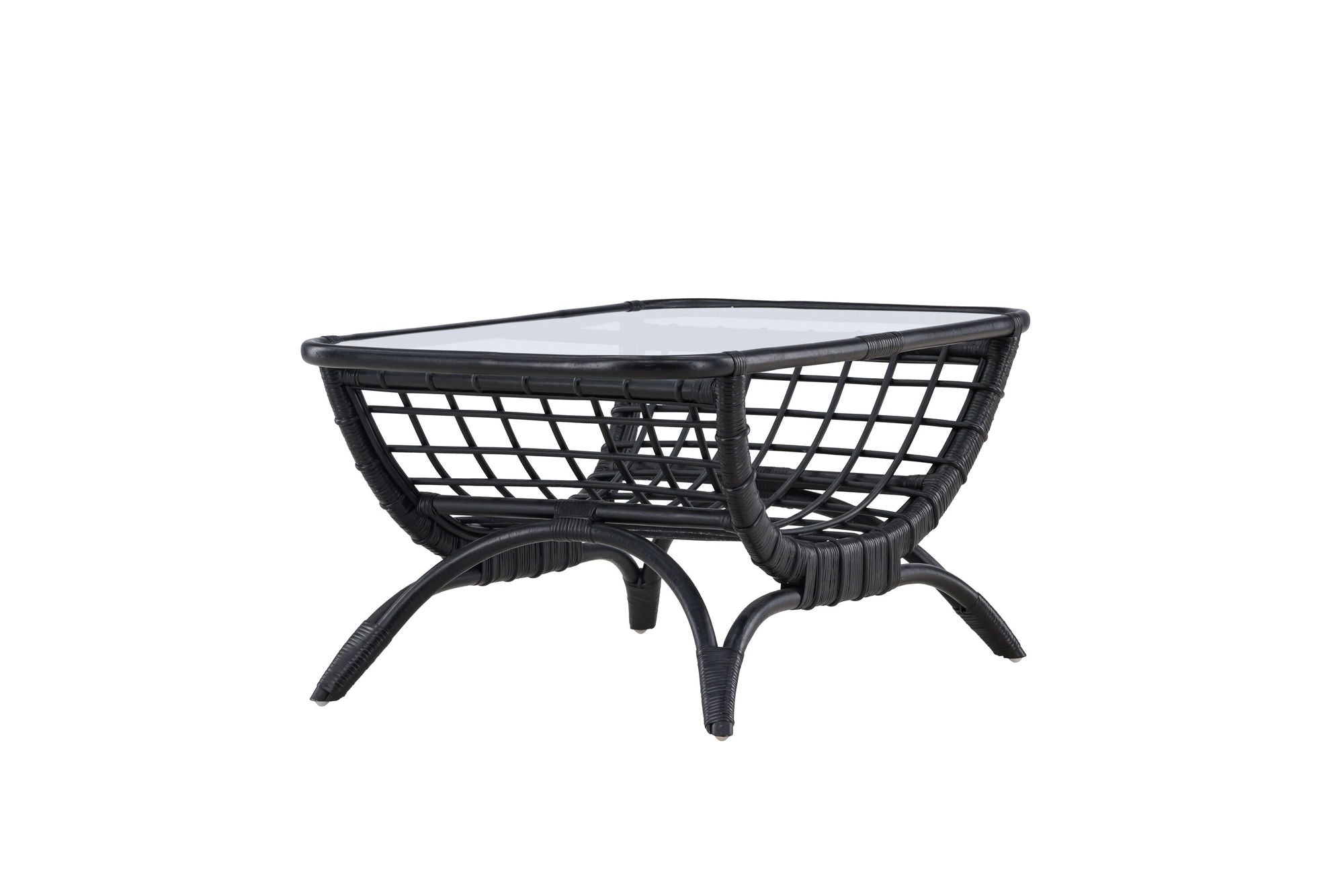 Venture Home Moana Sofa bord - Black Rattan / Clear Glass
