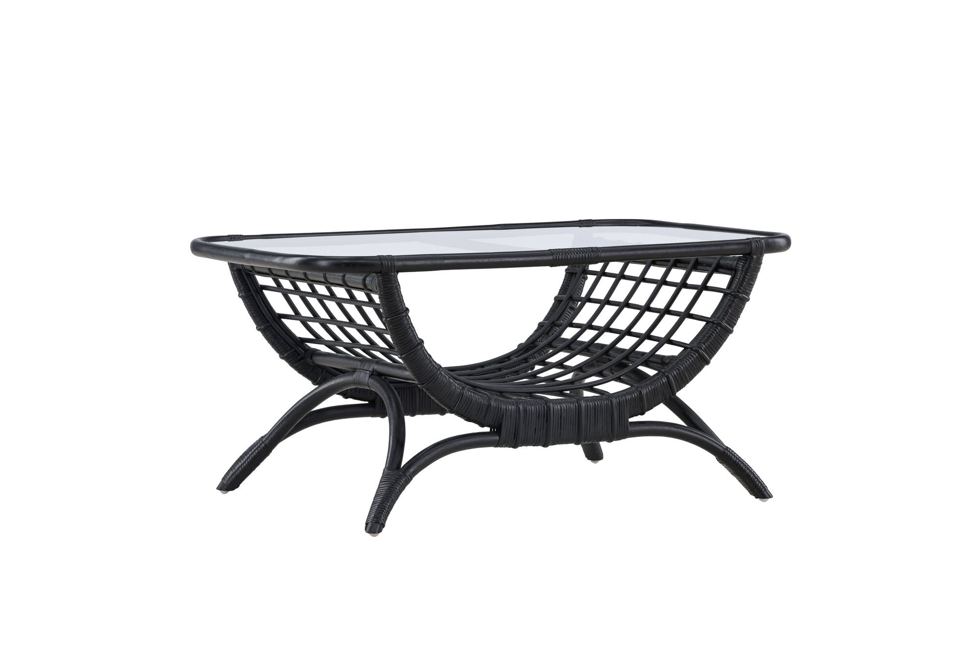 Venture Home Moana Sofa bord - Black Rattan / Clear Glass