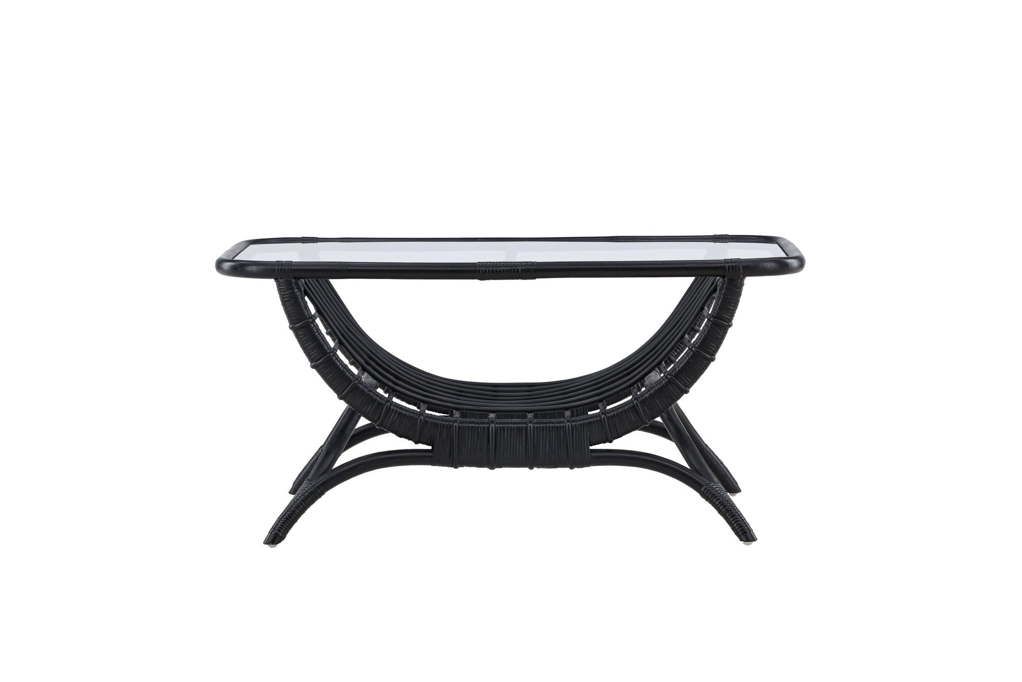 Venture Home Moana Sofa bord - Black Rattan / Clear Glass
