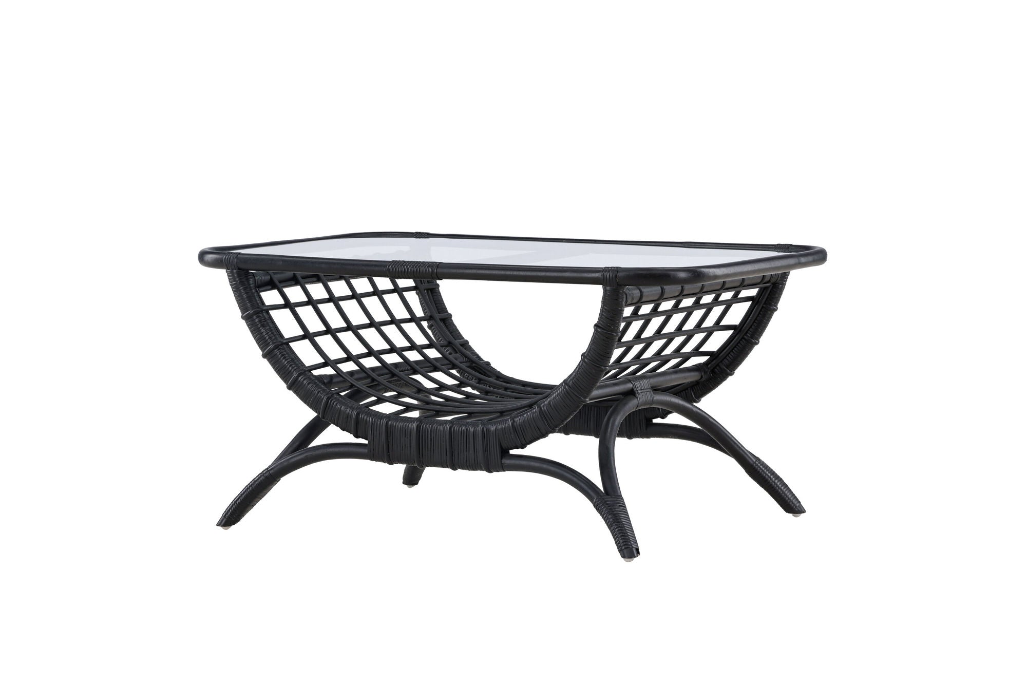 Venture Home Moana Sofa bord - Black Rattan / Clear Glass