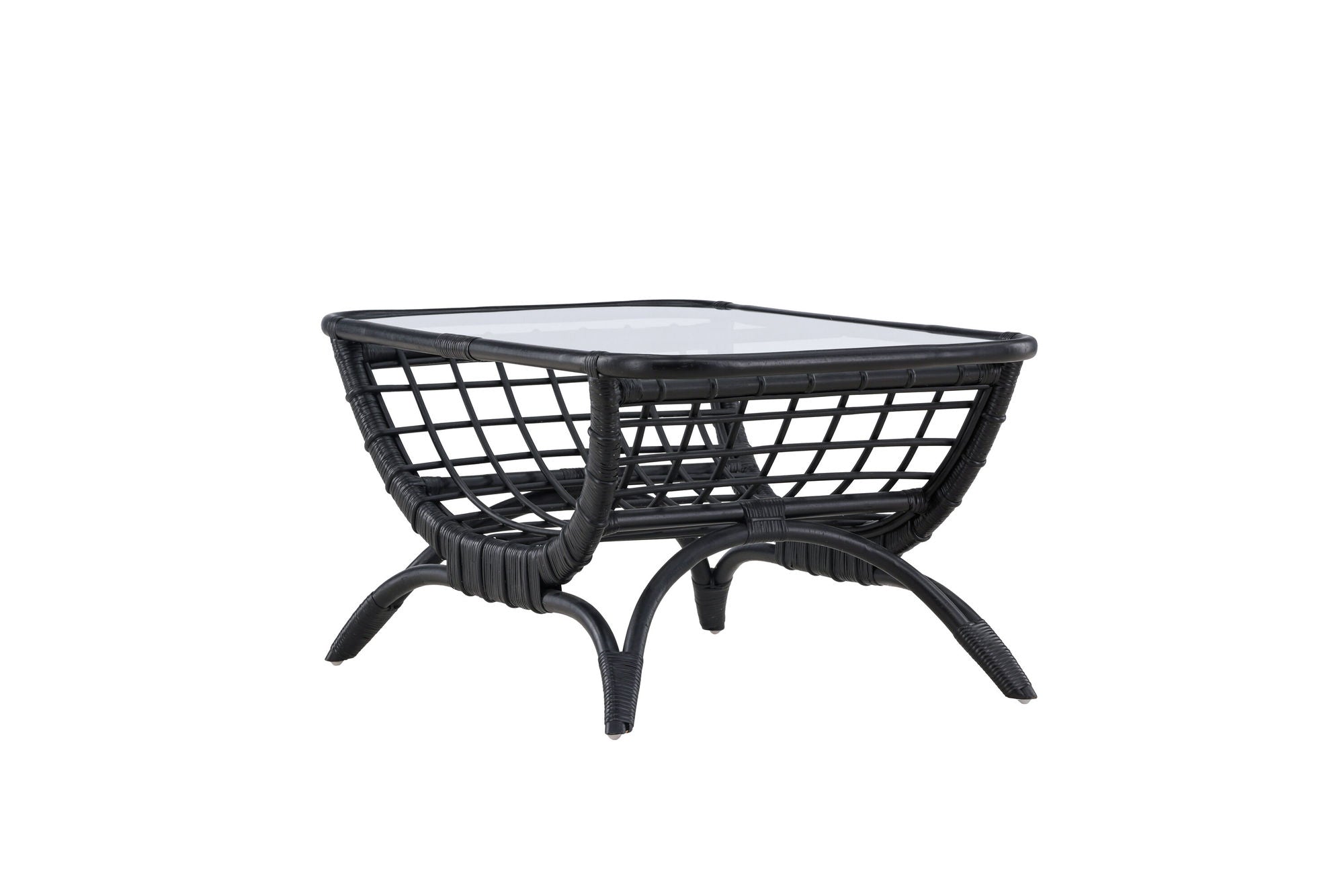 Venture Home Moana Sofa bord - Black Rattan / Clear Glass
