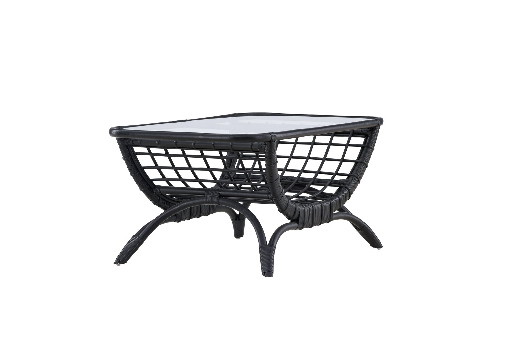 Venture Home Moana Sofa bord - Black Rattan / Clear Glass