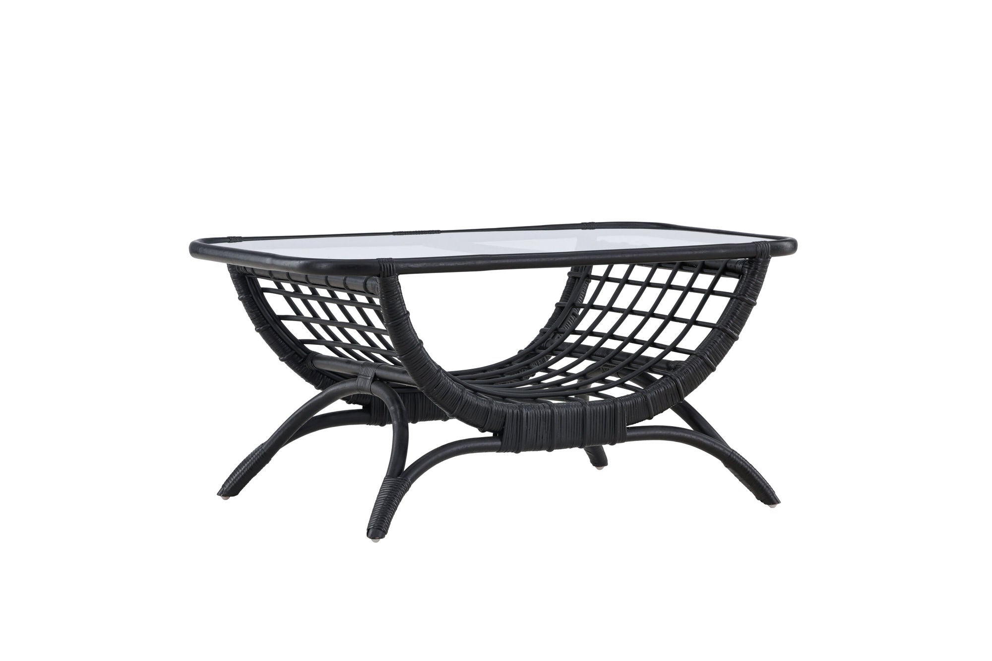 Venture Home Moana Sofa bord - Black Rattan / Clear Glass