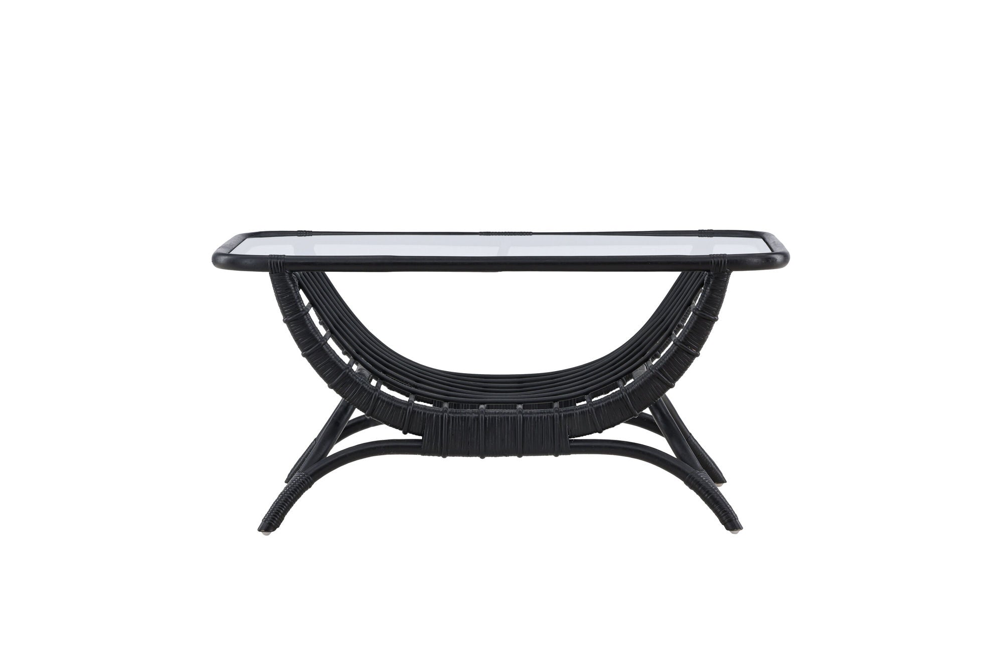 Venture Home Moana Sofa bord - Black Rattan / Clear Glass