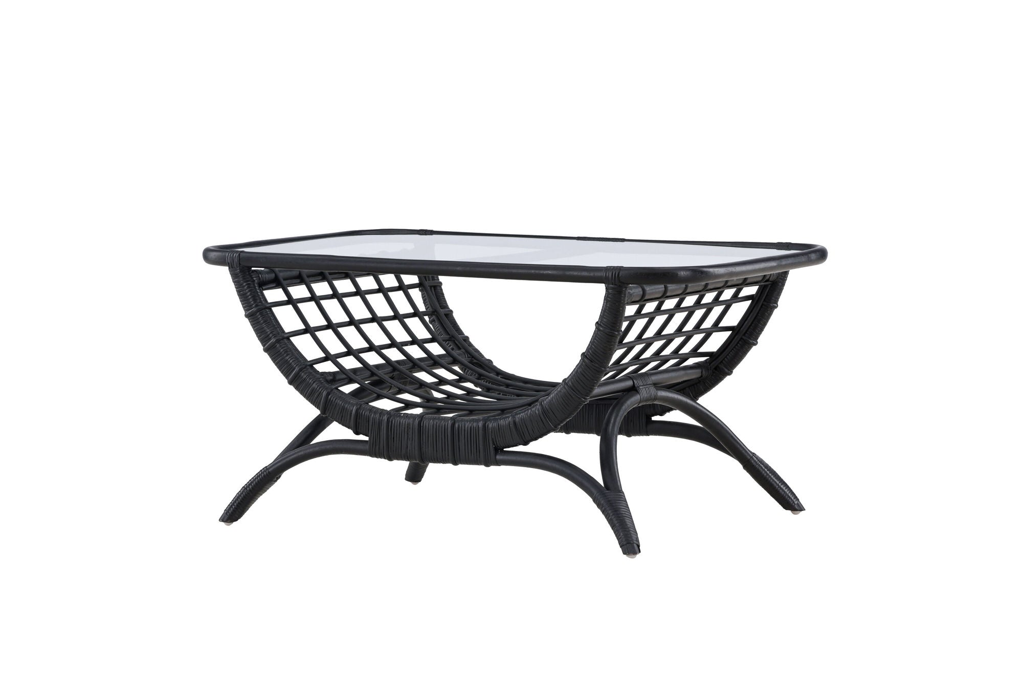 Venture Home Moana Sofa bord - Black Rattan / Clear Glass