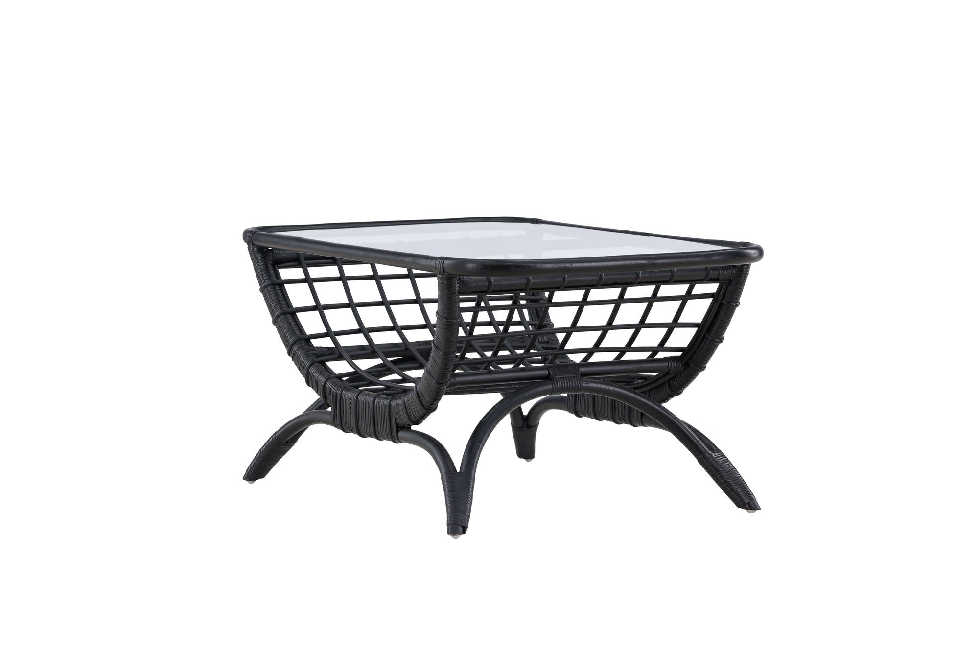 Venture Home Moana Sofa bord - Black Rattan / Clear Glass