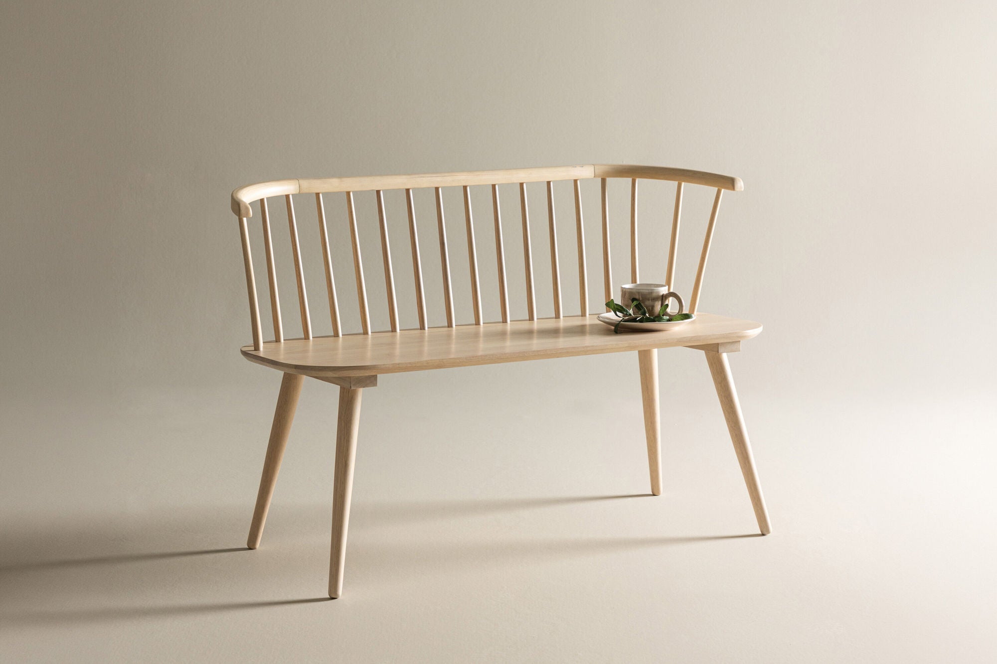 Venture Home Bobby Dining Sofa - Whitewash / Whitewash Solid Rubber Wood