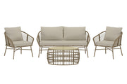 Venture Home Lipari Sofa Set - Brown Wicker / Beige Cushion