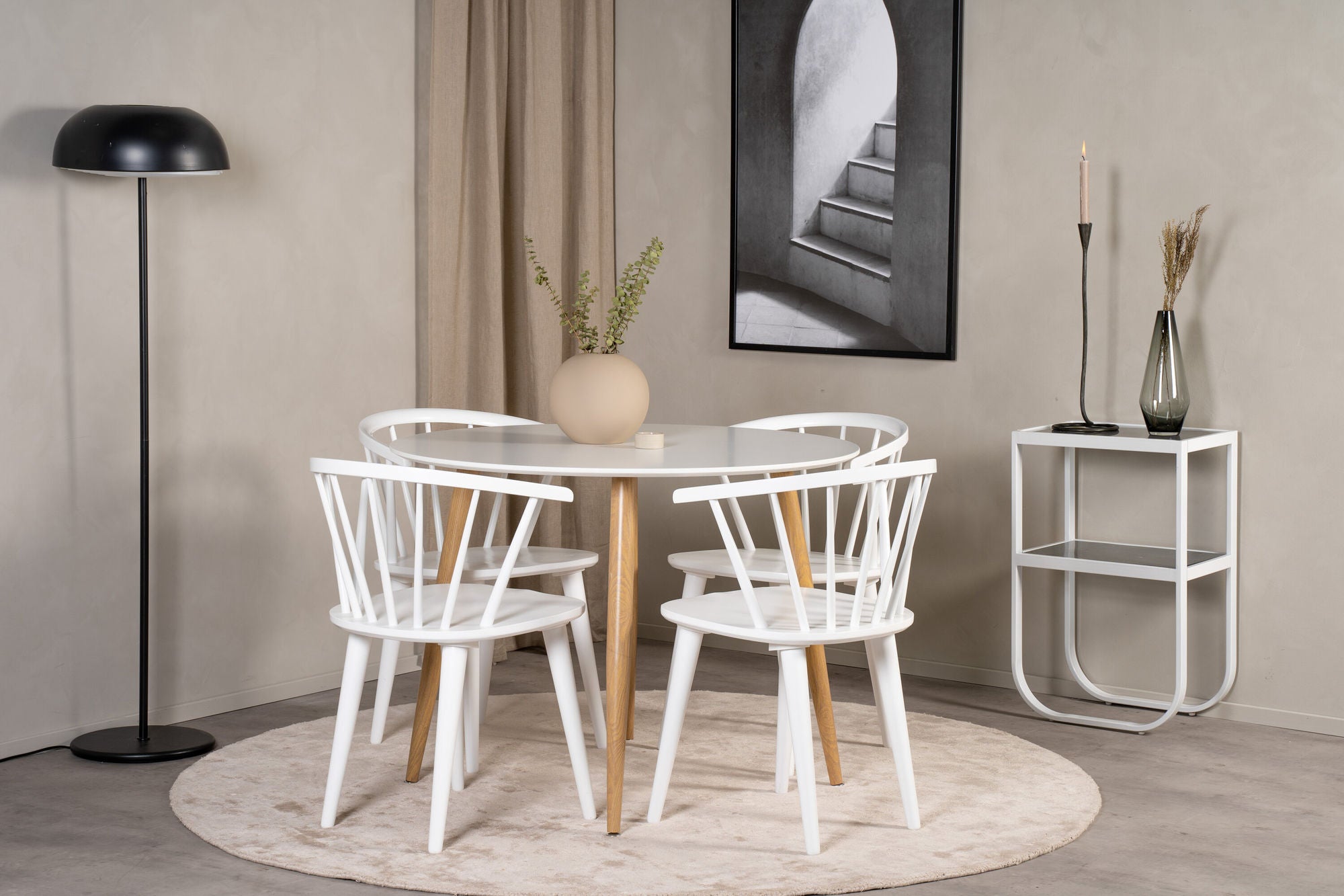 Venture Home Plaza Runt Matbord - Ek-Look / Vit - ø100*H75