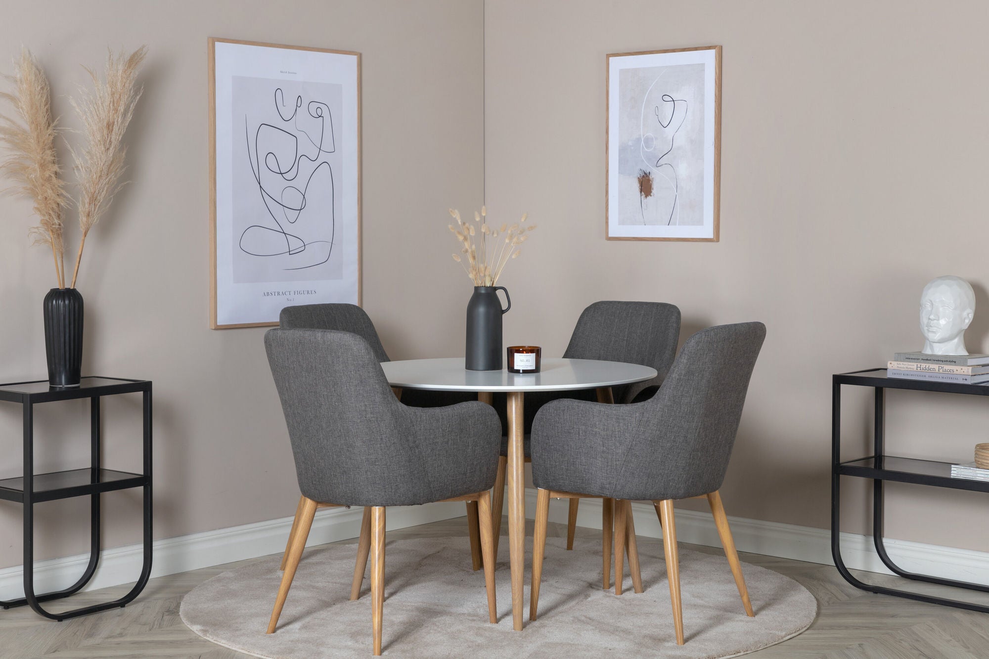 Venture Home Plaza Runt Matbord - Ek-Look / Vit - ø100*H75