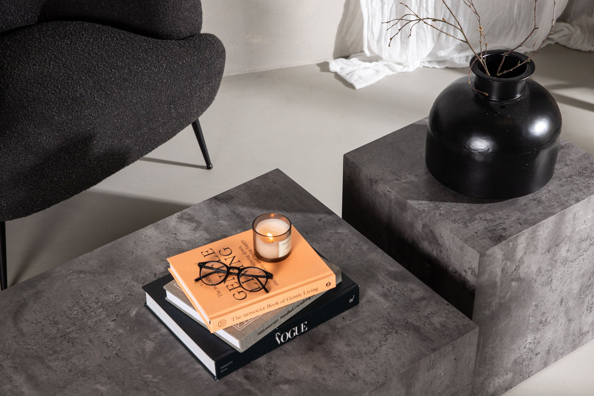Venture Home York High Sofa bord - Grey / Marble look MDF +York Low Sofa bord - Grey / Marble look MDF _1
