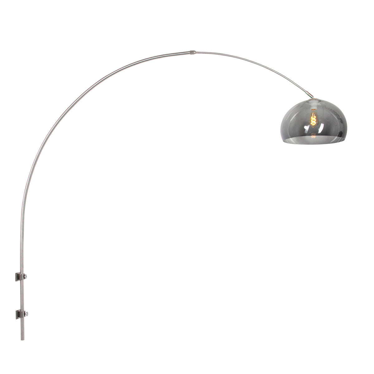 Boog væglampe Sparkled Light 8201ST stål med gennemsigtig grå plastikskærm