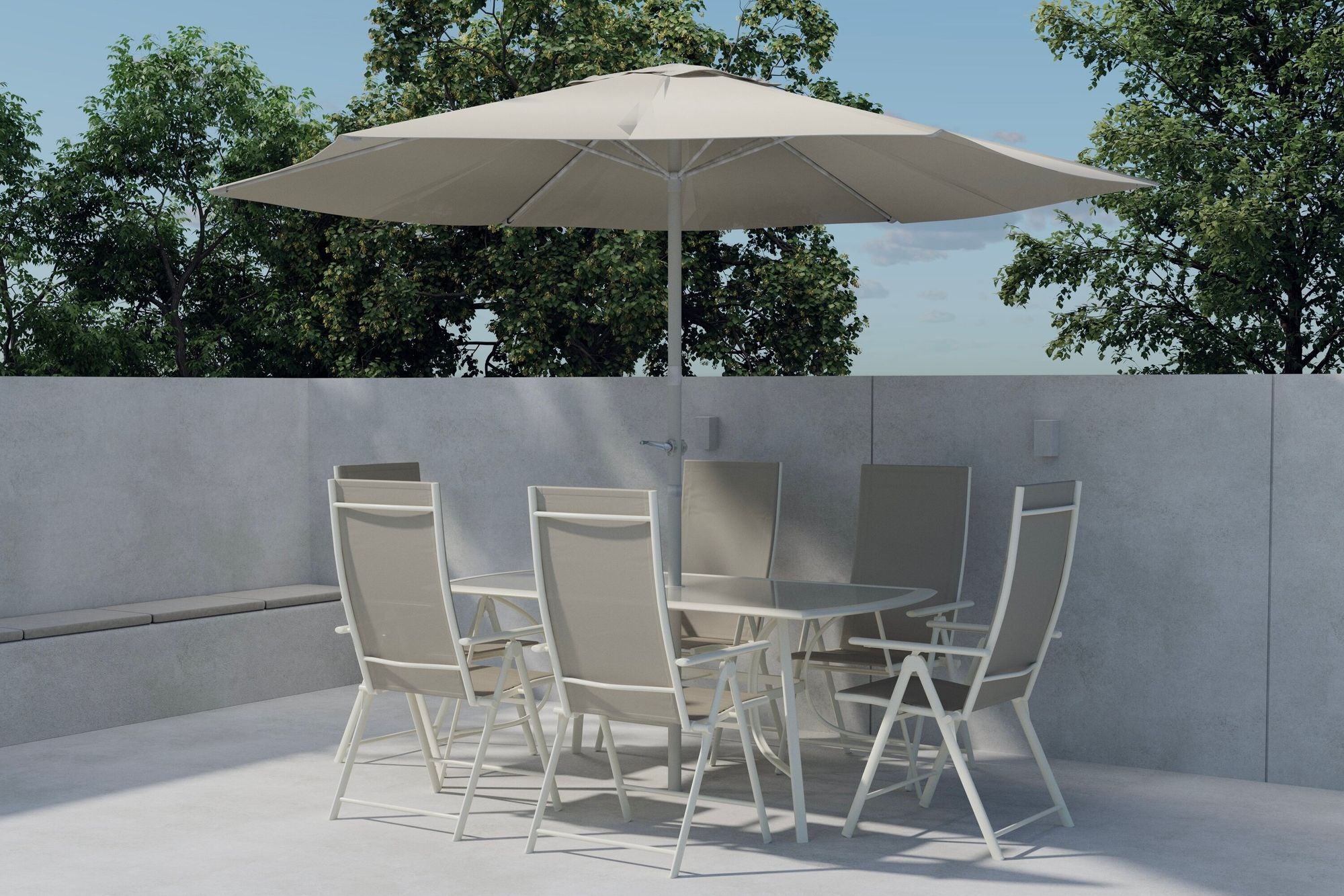 Venture Home Brekki Dining Set inc. Umbrella - Beige / Beige