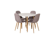 Venture Home Plaza Runt Matbord - Ek-Look / Vit - ø100*H75 +Polar Dining chair Oak legs / Grey Fabric _4
