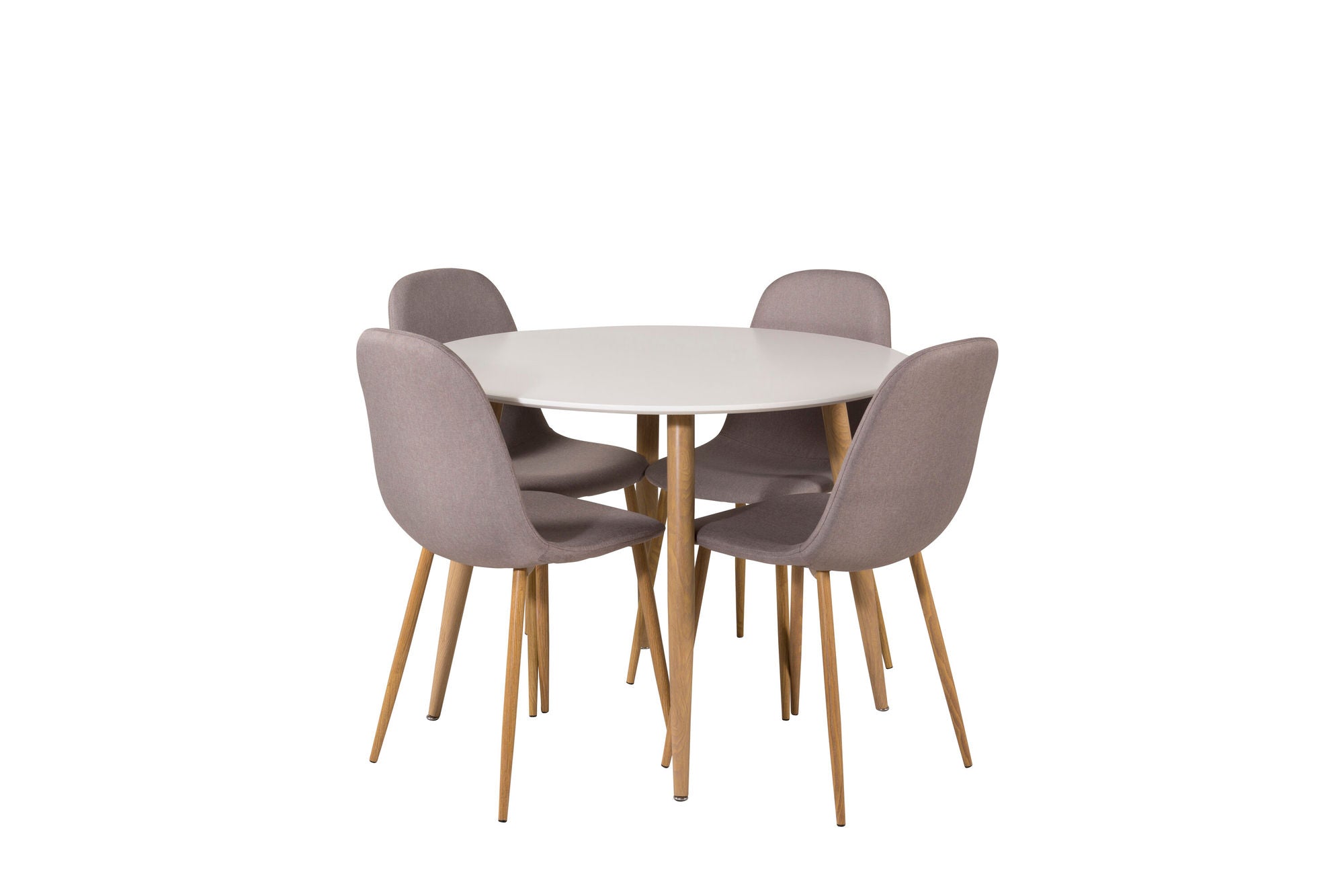 Venture Home Plaza Runt Matbord - Ek-Look / Vit - ø100*H75 +Polar Dining chair Oak legs / Grey Fabric _4