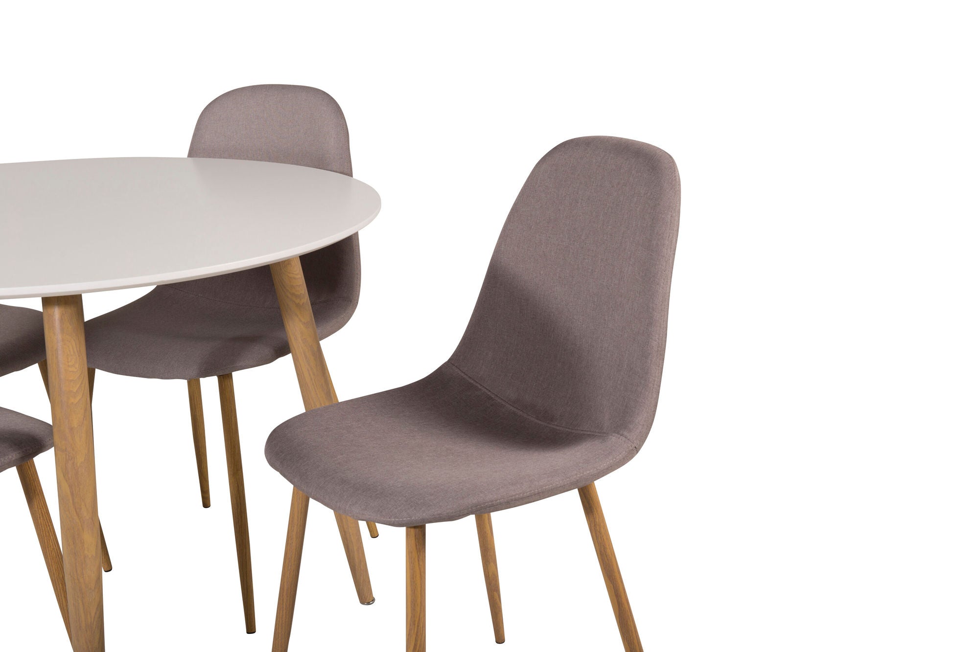 Venture Home Plaza Runt Matbord - Ek-Look / Vit - ø100*H75 +Polar Dining chair Oak legs / Grey Fabric _4