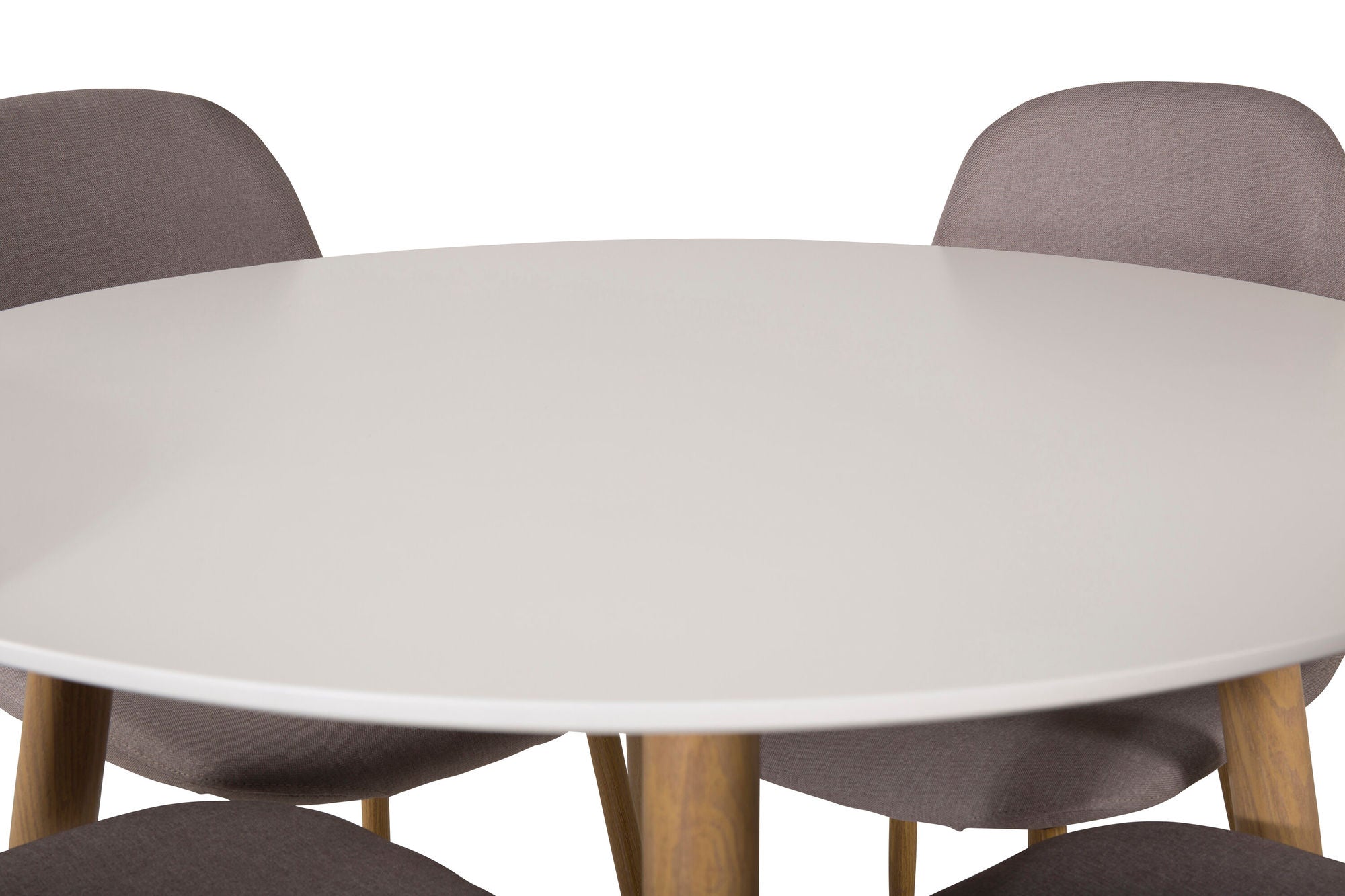 Venture Home Plaza Runt Matbord - Ek-Look / Vit - ø100*H75 +Polar Dining chair Oak legs / Grey Fabric _4