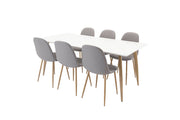 Venture Home Polar Matbord - Ek-Look / Vit- 180*90*H75 +Polar Dining chair Oak legs / Grey Fabric _6