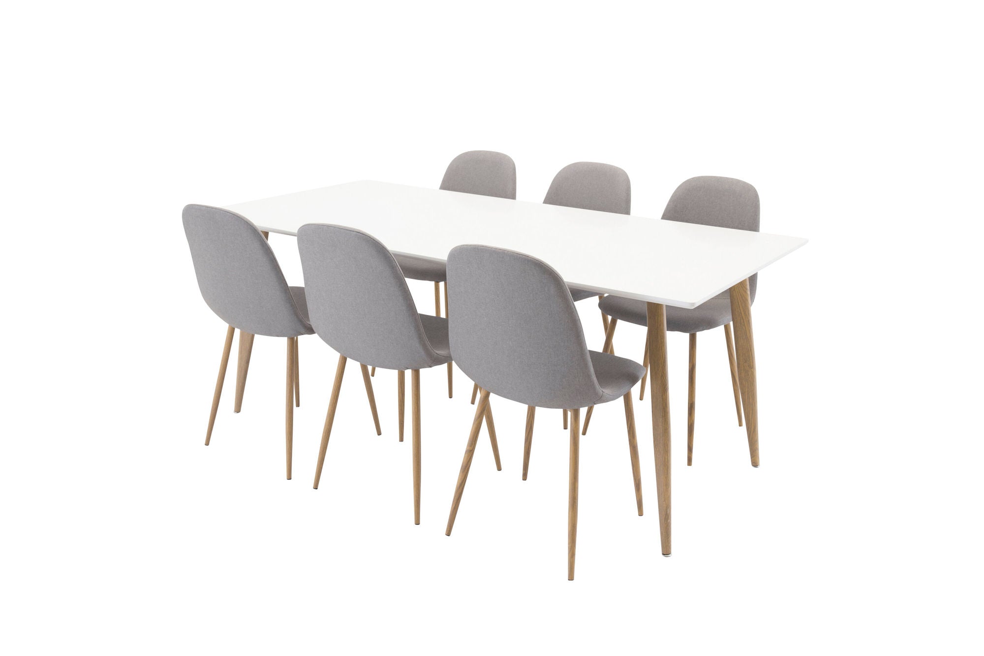 Venture Home Polar Matbord - Ek-Look / Vit- 180*90*H75 +Polar Dining chair Oak legs / Grey Fabric _6