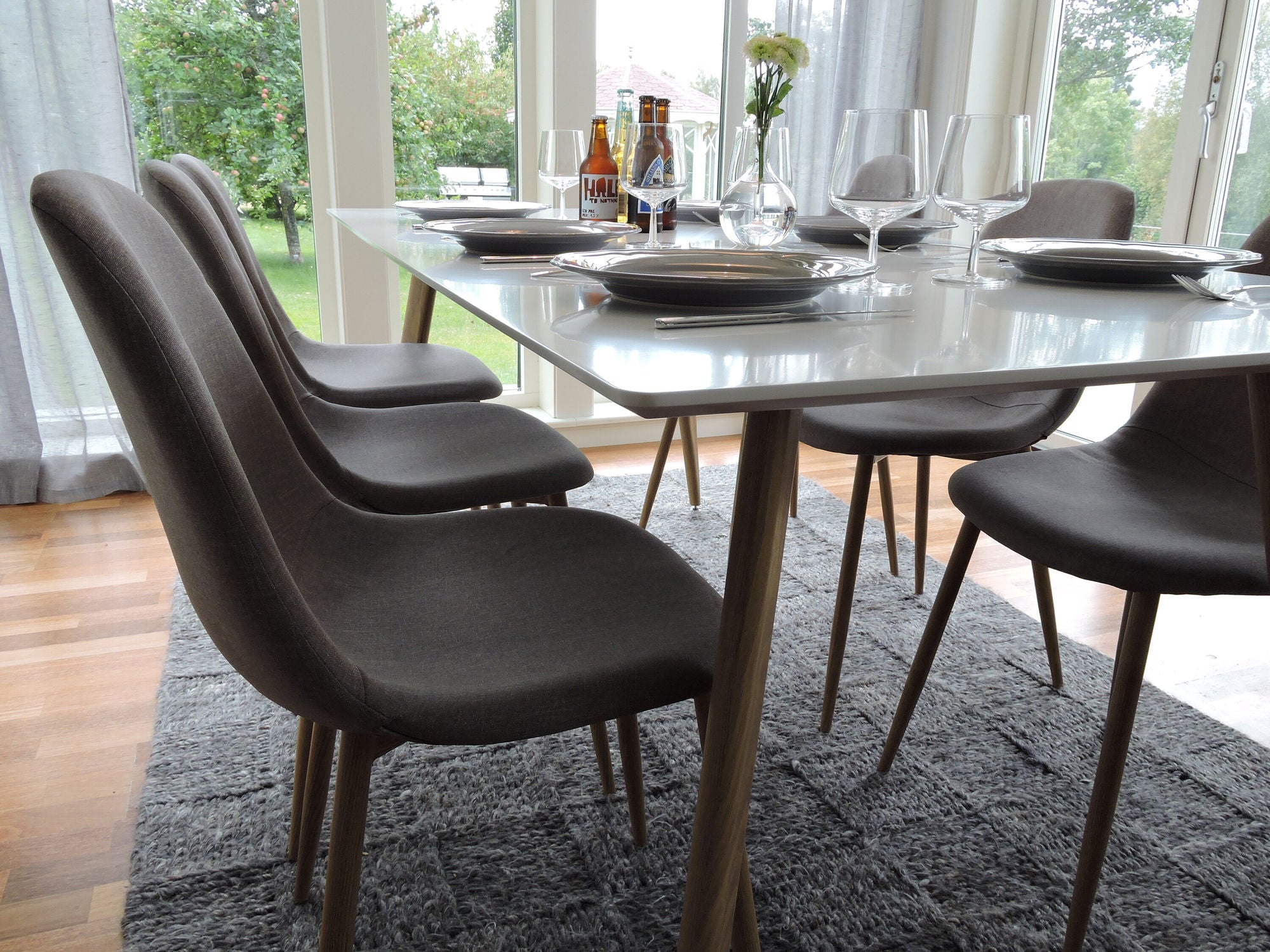 Venture Home Polar Matbord - Ek-Look / Vit- 180*90*H75 +Polar Dining chair Oak legs / Grey Fabric _6