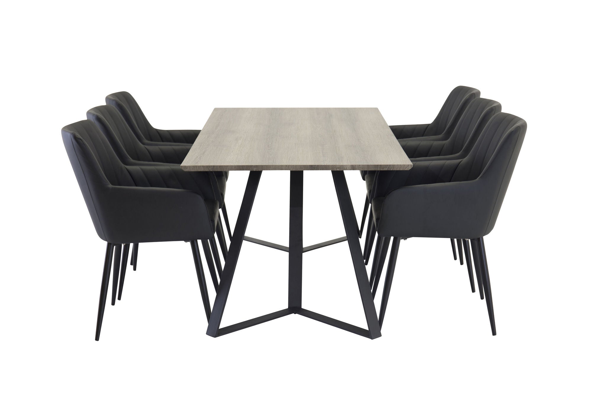 Venture Home Marina spisebord - 180*90*H75 - Grey / Black +Comfort - Dining chair 2-pack - black/Black _6