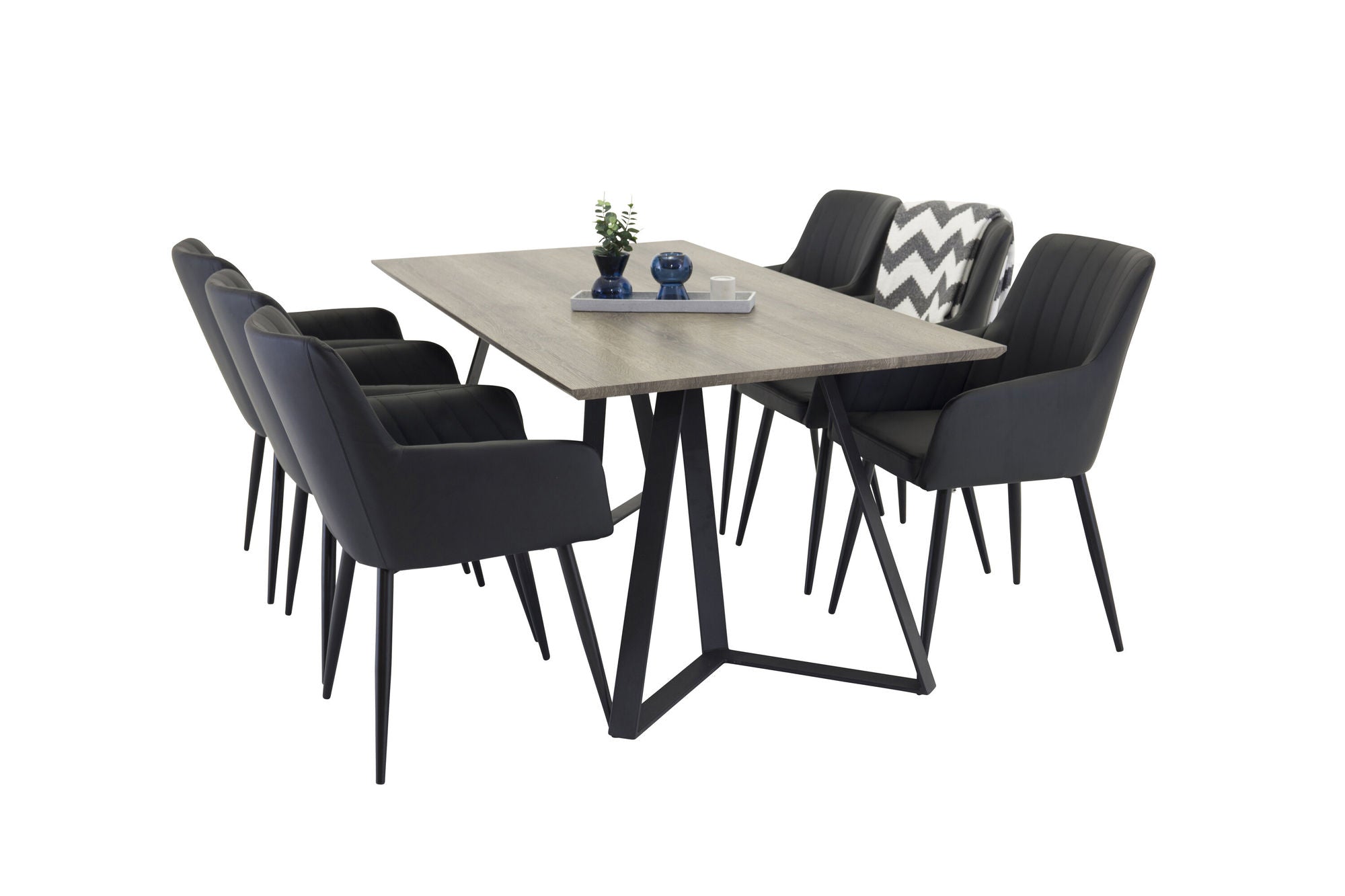 Venture Home Marina spisebord - 180*90*H75 - Grey / Black +Comfort - Dining chair 2-pack - black/Black _6