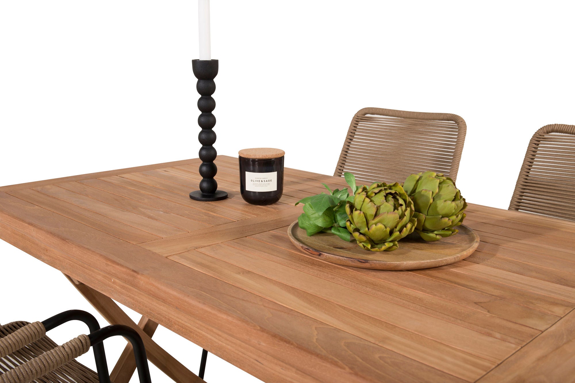 Venture Home Kenya spisebord 120*70*H75 - Teak+Lindos - Armchair - Black Alu / Latte Rope_4