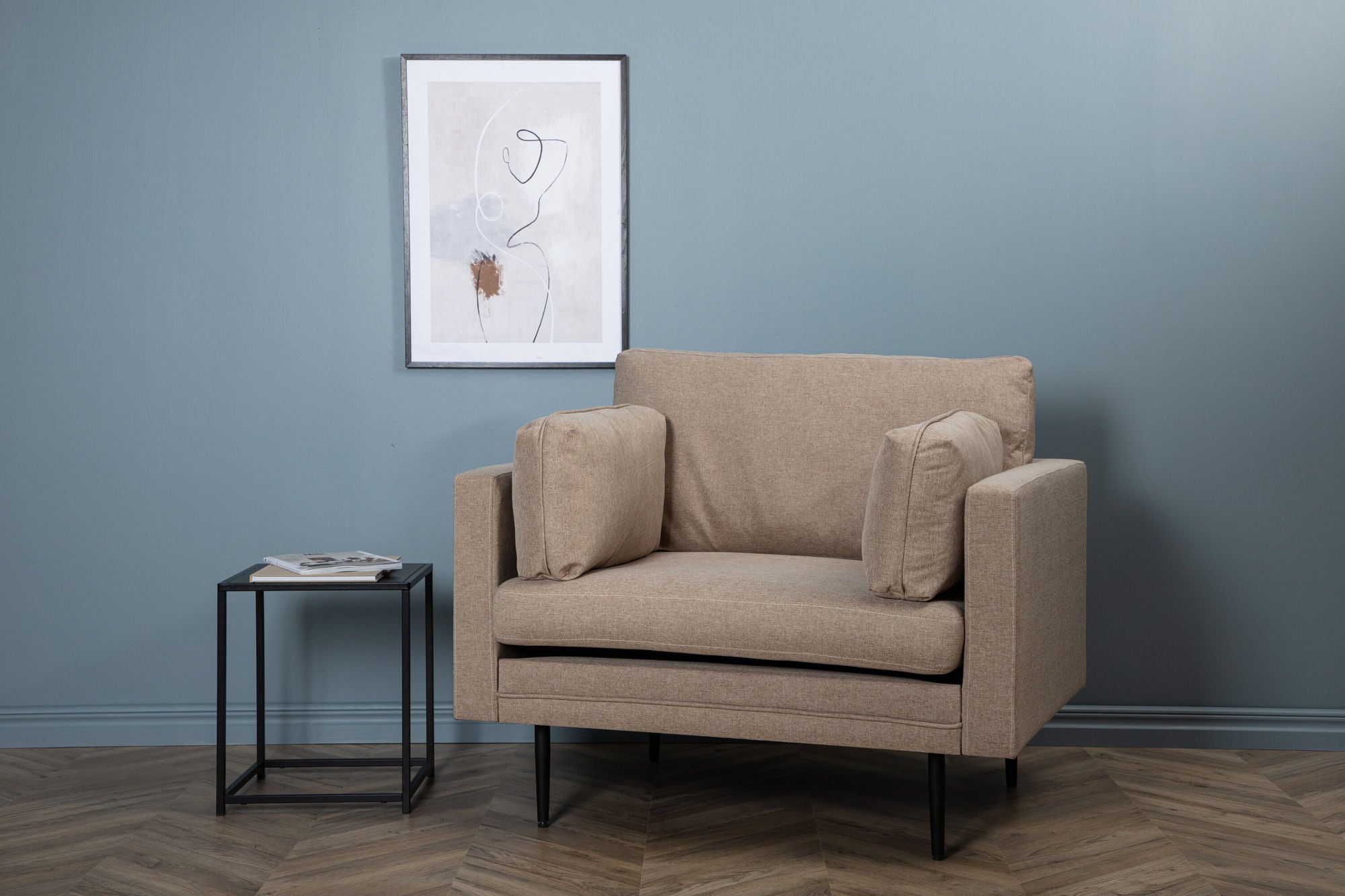 Venture Home Boom Single Sofa - Black / Brown Fabric