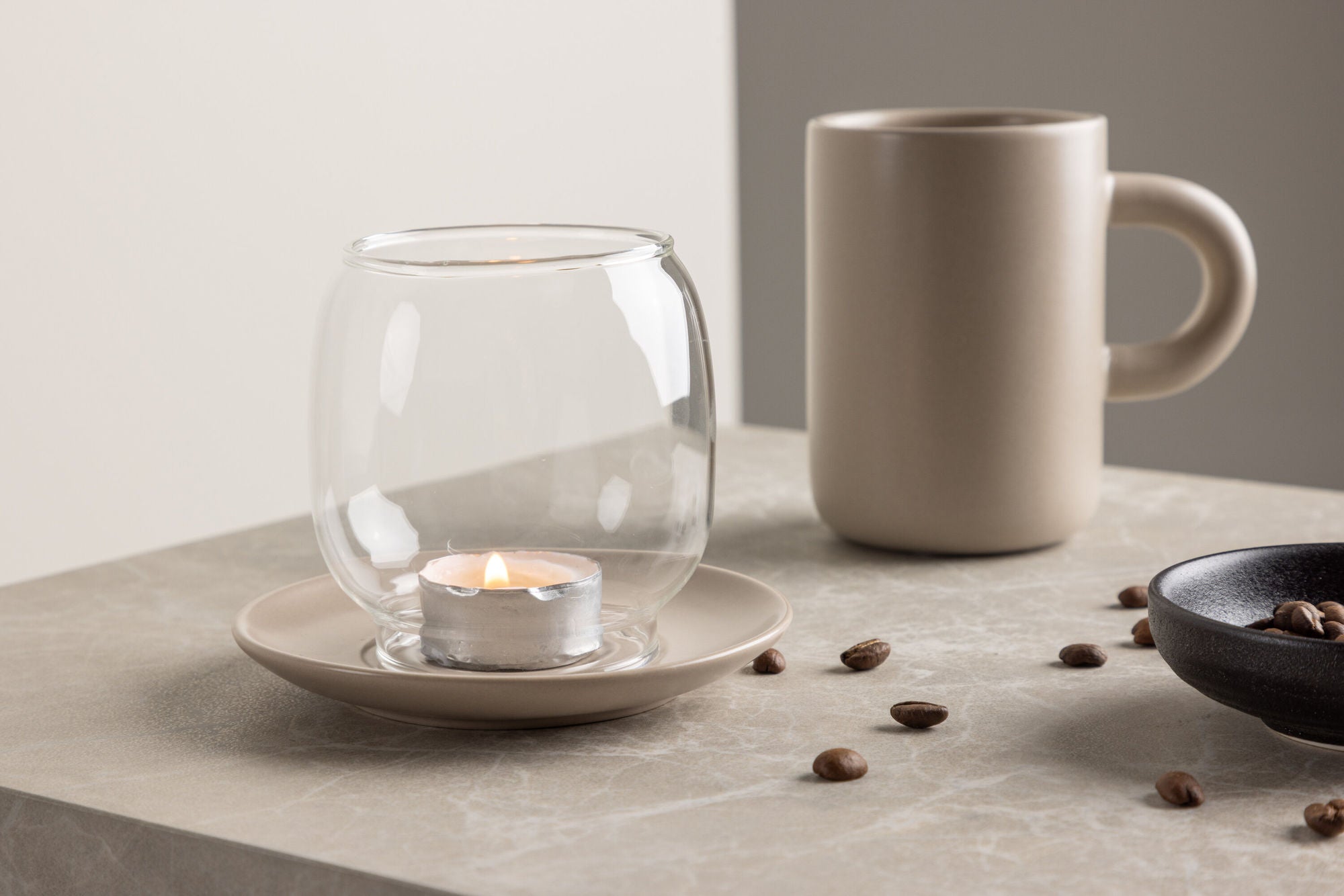 Venture Home Archy Lantern - Beige/Clear Glass - 12*H10cm
