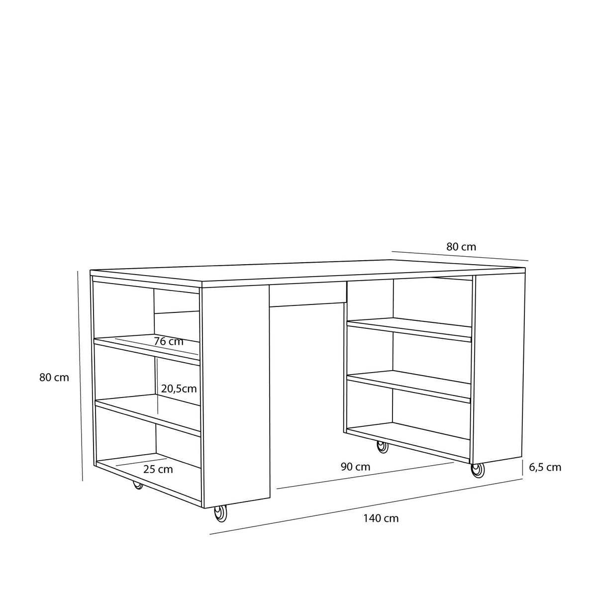 Funktionelt skrivebord i naturlig finish