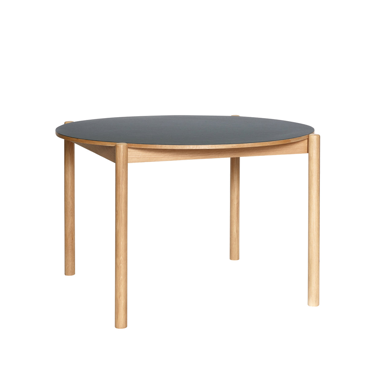 Skråt rundt sort spisebord