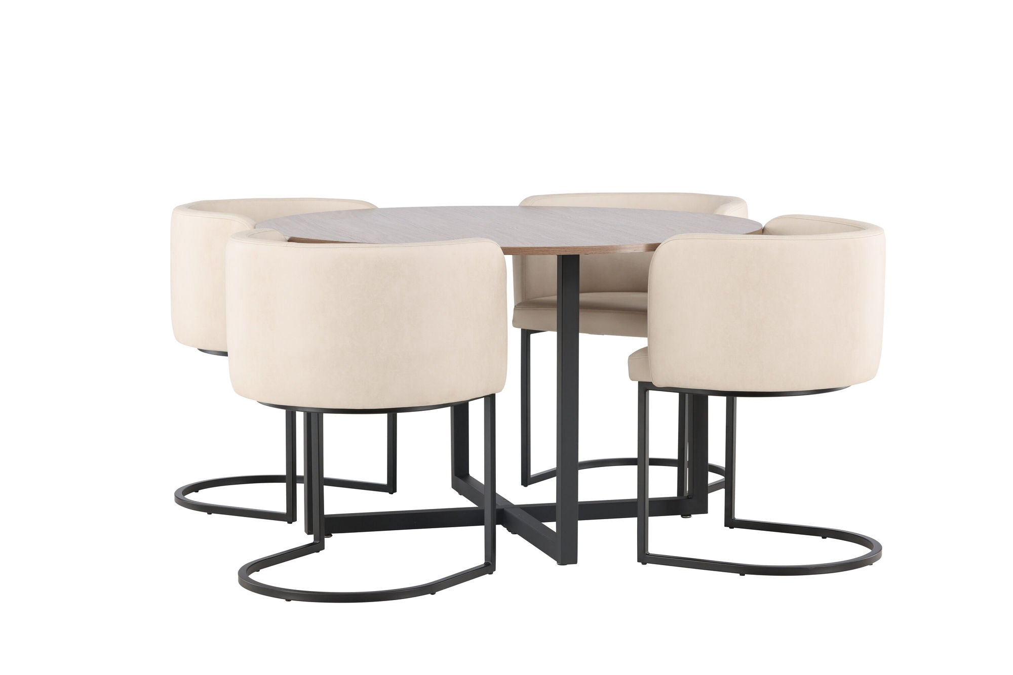 Venture Home Durango spisebord - Black / Walnut MDF +Simrishman Spisebordsstol - Black / Beige TC-fabric _4