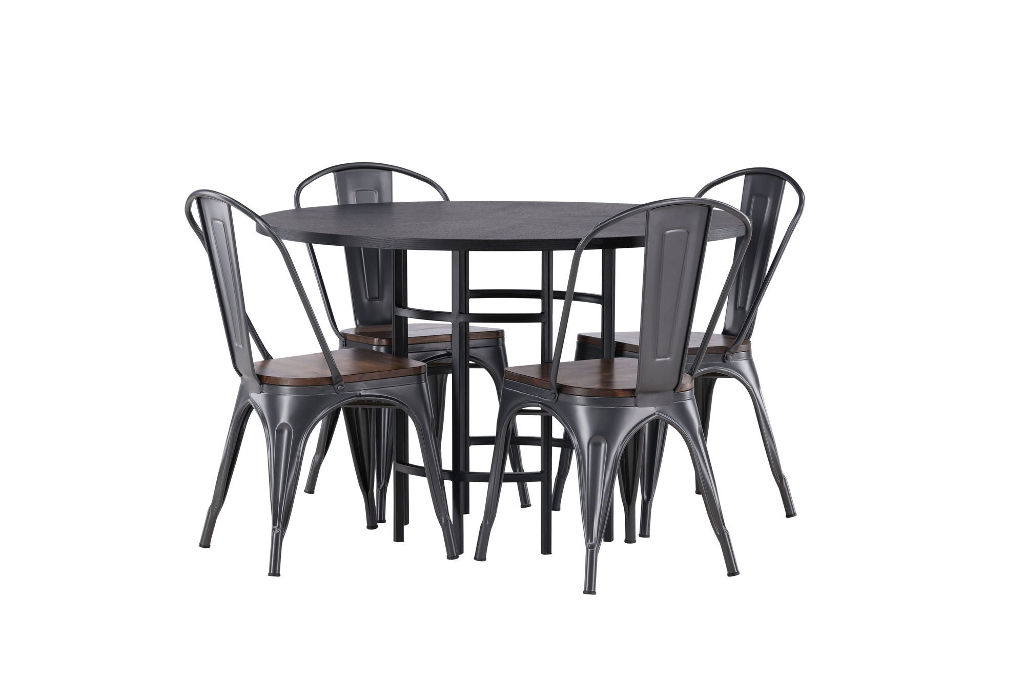 Venture Home Copenhagen spisebord - Black / Black Veneer +Tempe Spisebordsstol - Dark grey / Dark Brown MDF _4