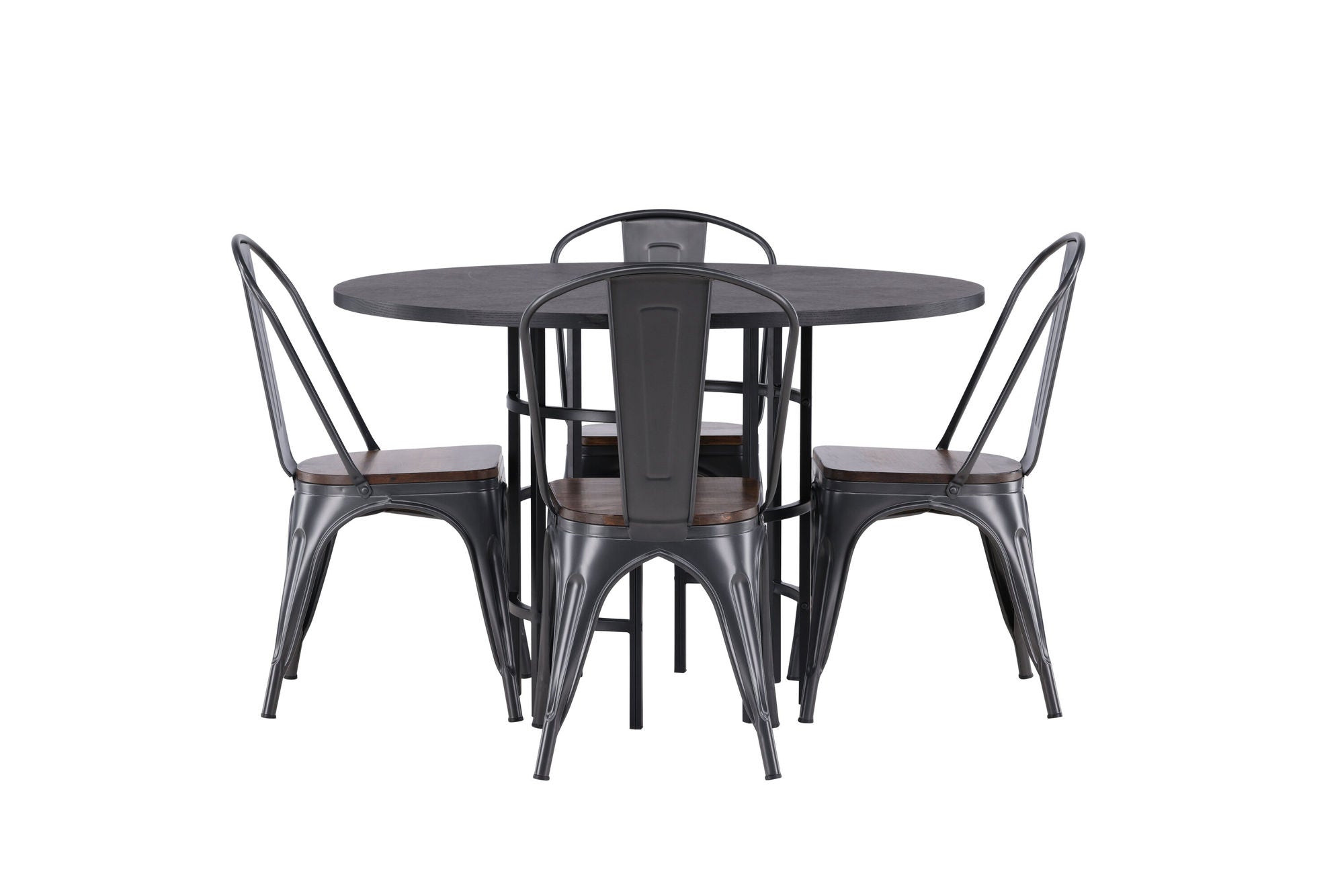 Venture Home Copenhagen spisebord - Black / Black Veneer +Tempe Spisebordsstol - Dark grey / Dark Brown MDF _4