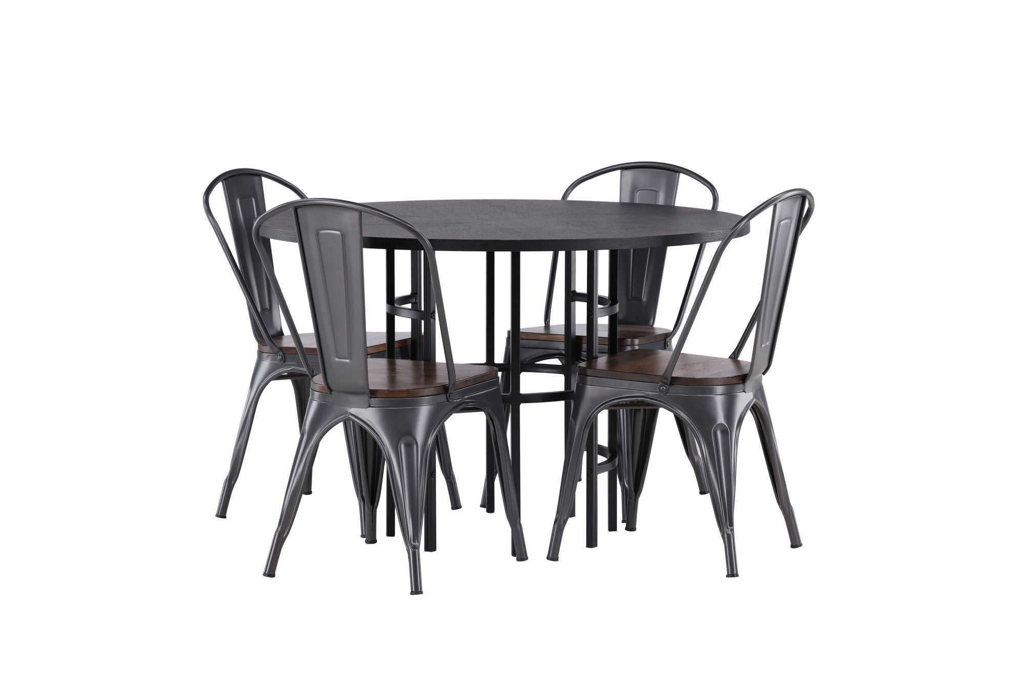 Venture Home Copenhagen spisebord - Black / Black Veneer +Tempe Spisebordsstol - Dark grey / Dark Brown MDF _4